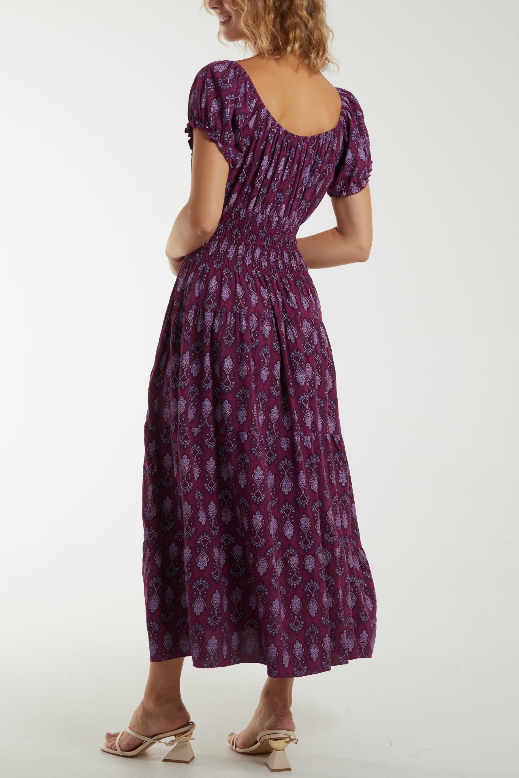 Moroccan Print Tiered Maxi Dress Dresses WearAll