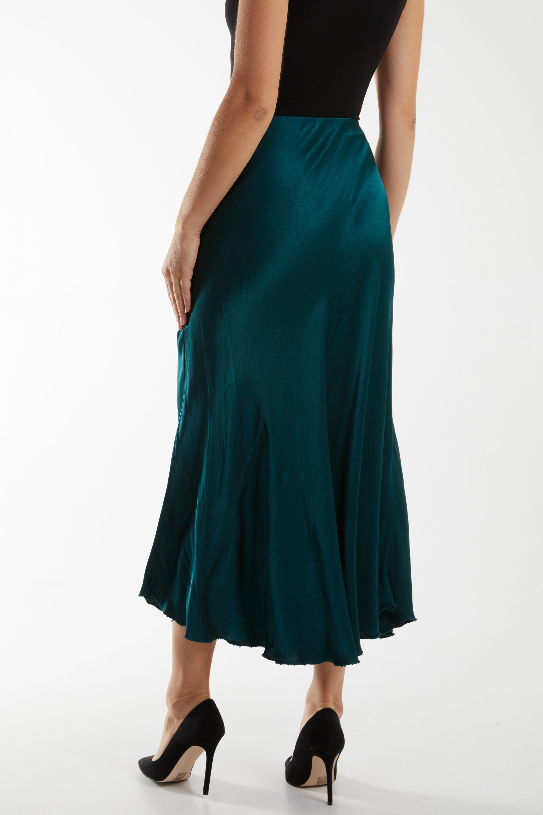 Waistband Satin Midi Skirt Skirts WearAll