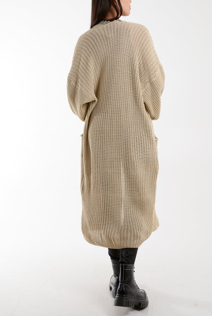 BLANKET STITCH HEM LONGLINE CARDIGAN One Size (8-18) Knitted Cardigan WearAll