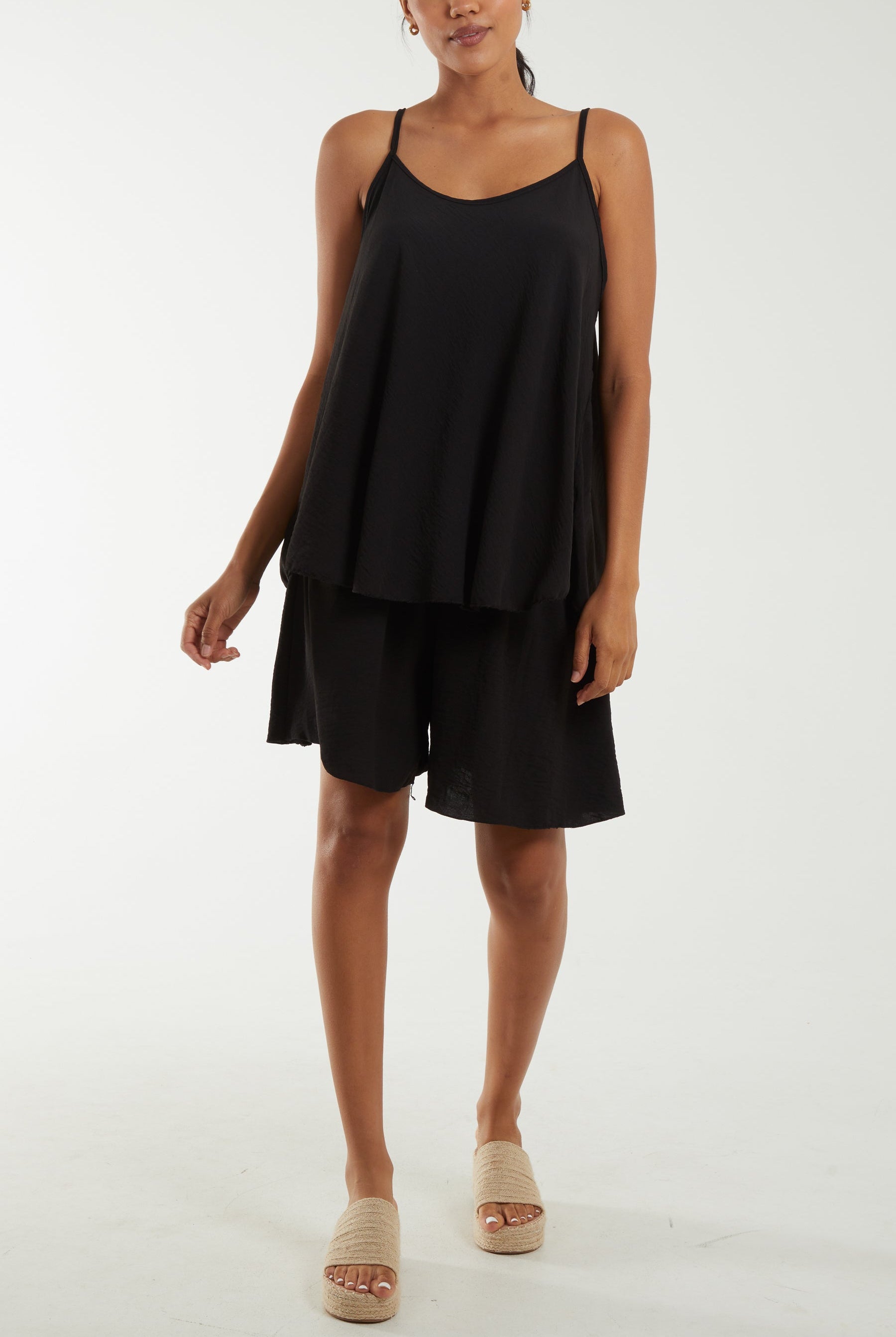Cami Top And Shorts Co-Ord Set Co-Ords WearAll Black One Size