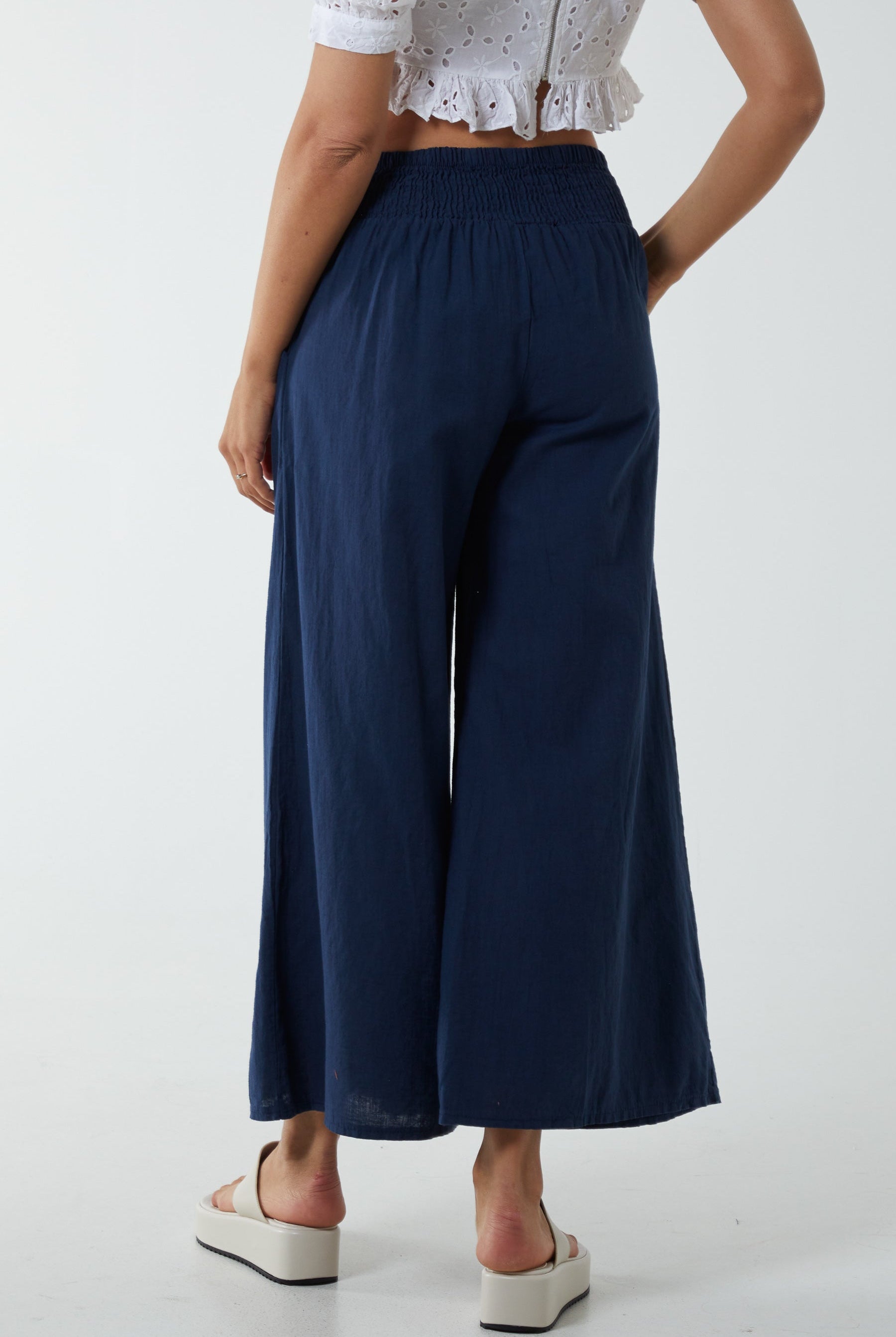 Linen Shirred Wide Leg Culottes Culottes WearAll