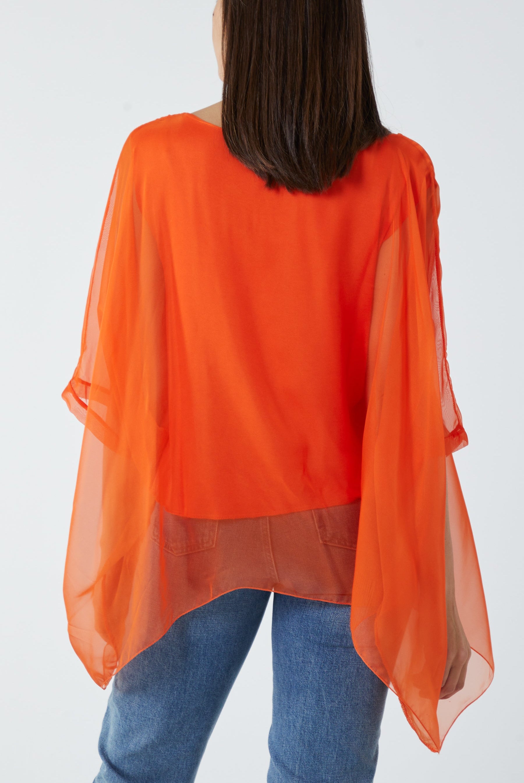Lightweight Round Neck Sheer Blouse TOPMF2 WearAll