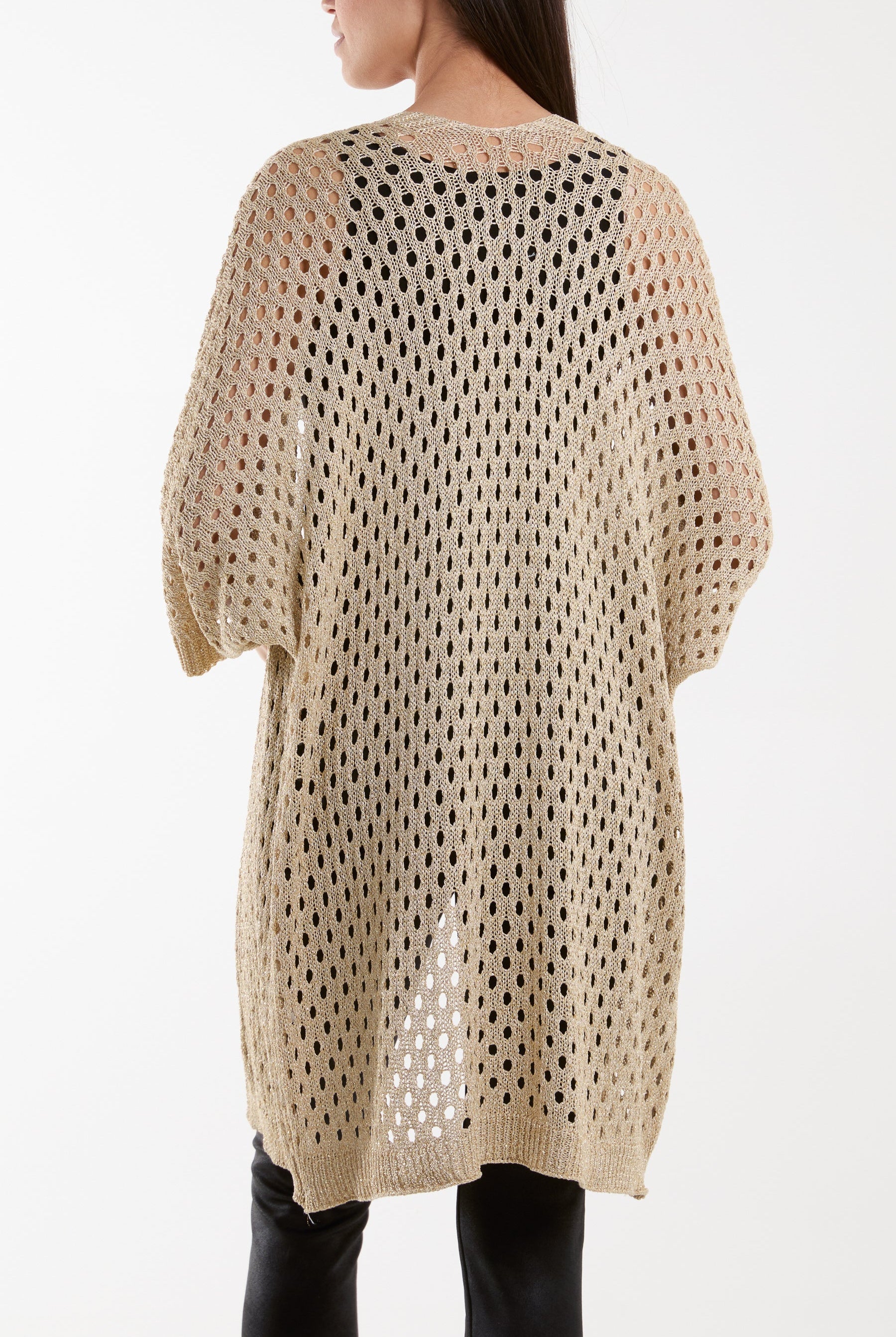 Crochet 3/4 Sleeve Long Cardigan Cardigans WearAll