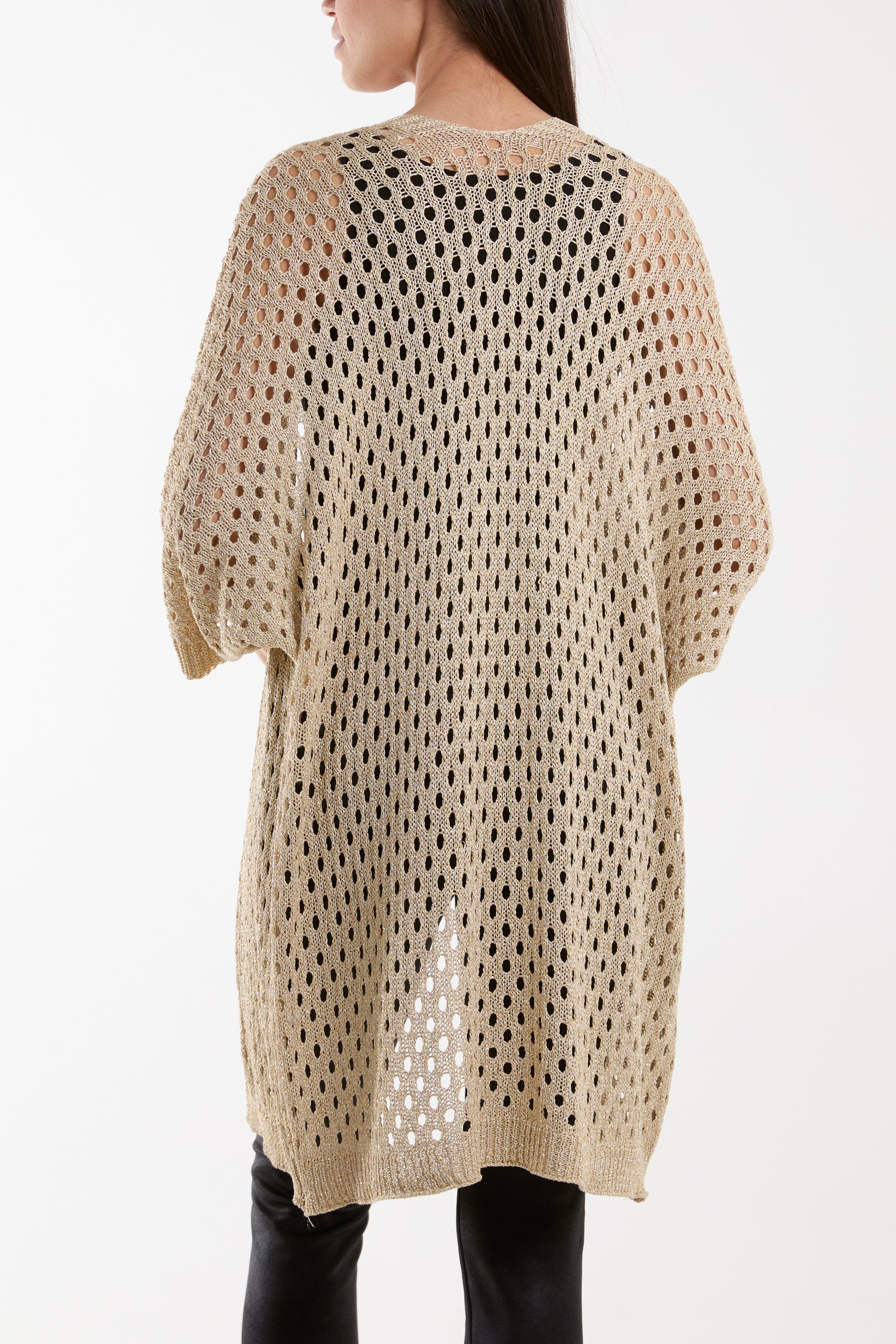 Crochet 3/4 Sleeve Long Cardigan Cardigans WearAll