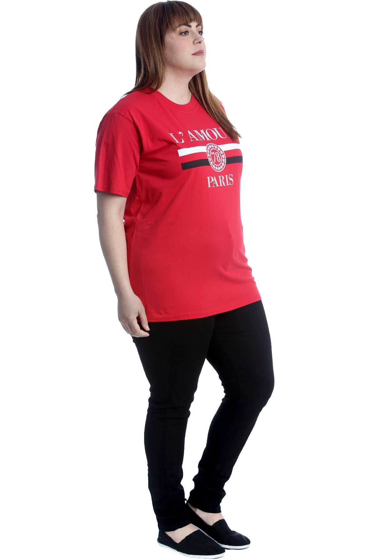 Amour Paris Print Baggy Short Sleeve T-Shirt Tops WearAll