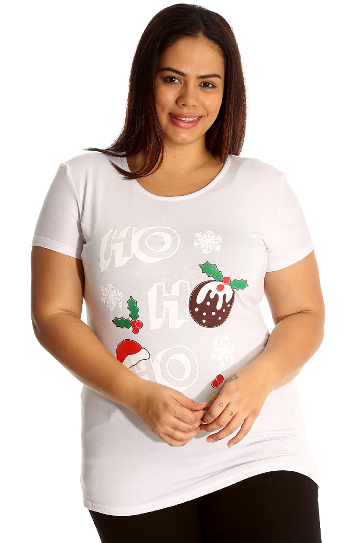 Holly Snowflake Christmas Short Sleeve Top Tops WearAll