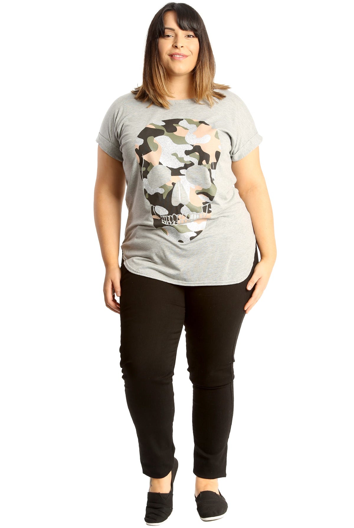 Glitter Skull Print Top Tops WearAll