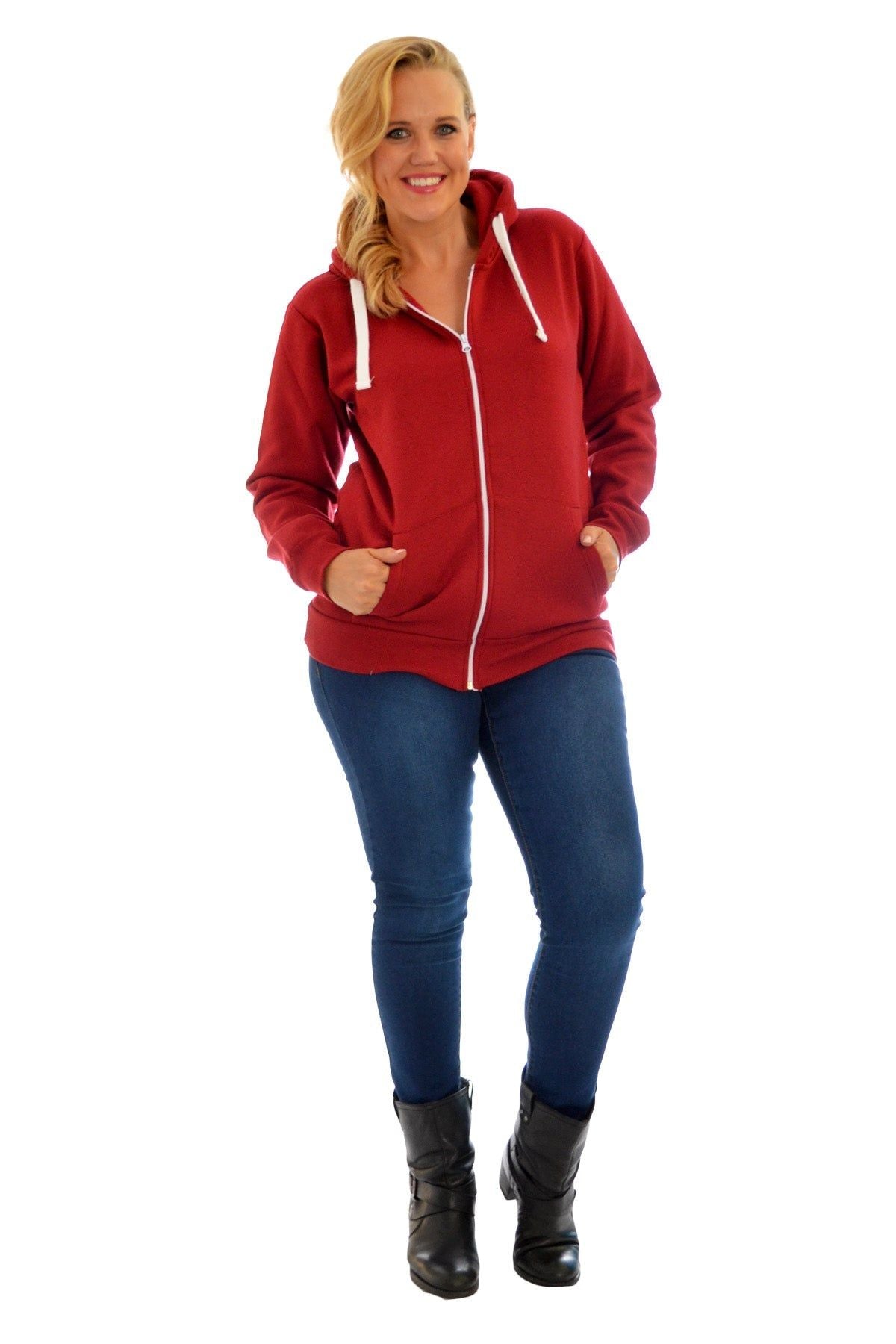 Pocket Plain Zip Hoodie Tops WearAll