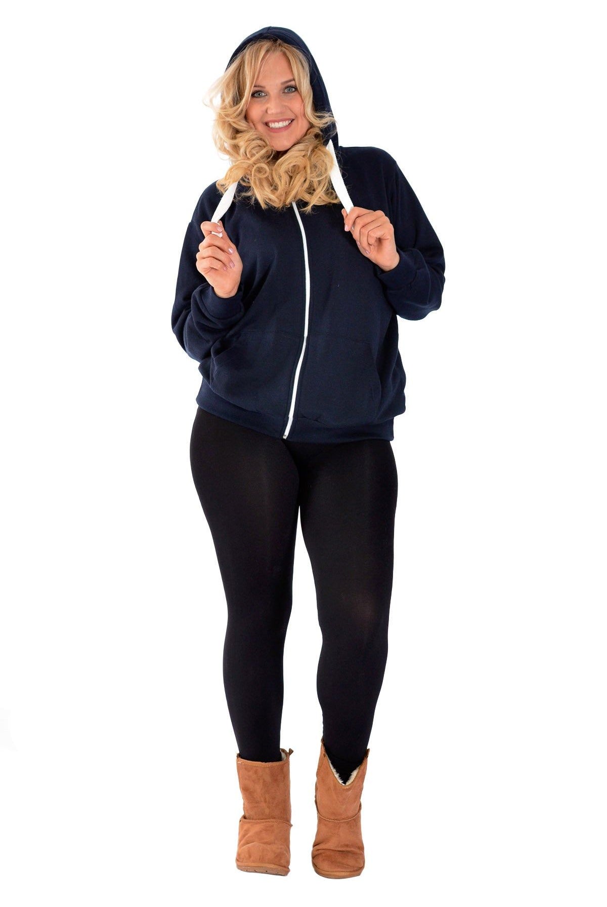 Pocket Plain Zip Hoodie Tops WearAll