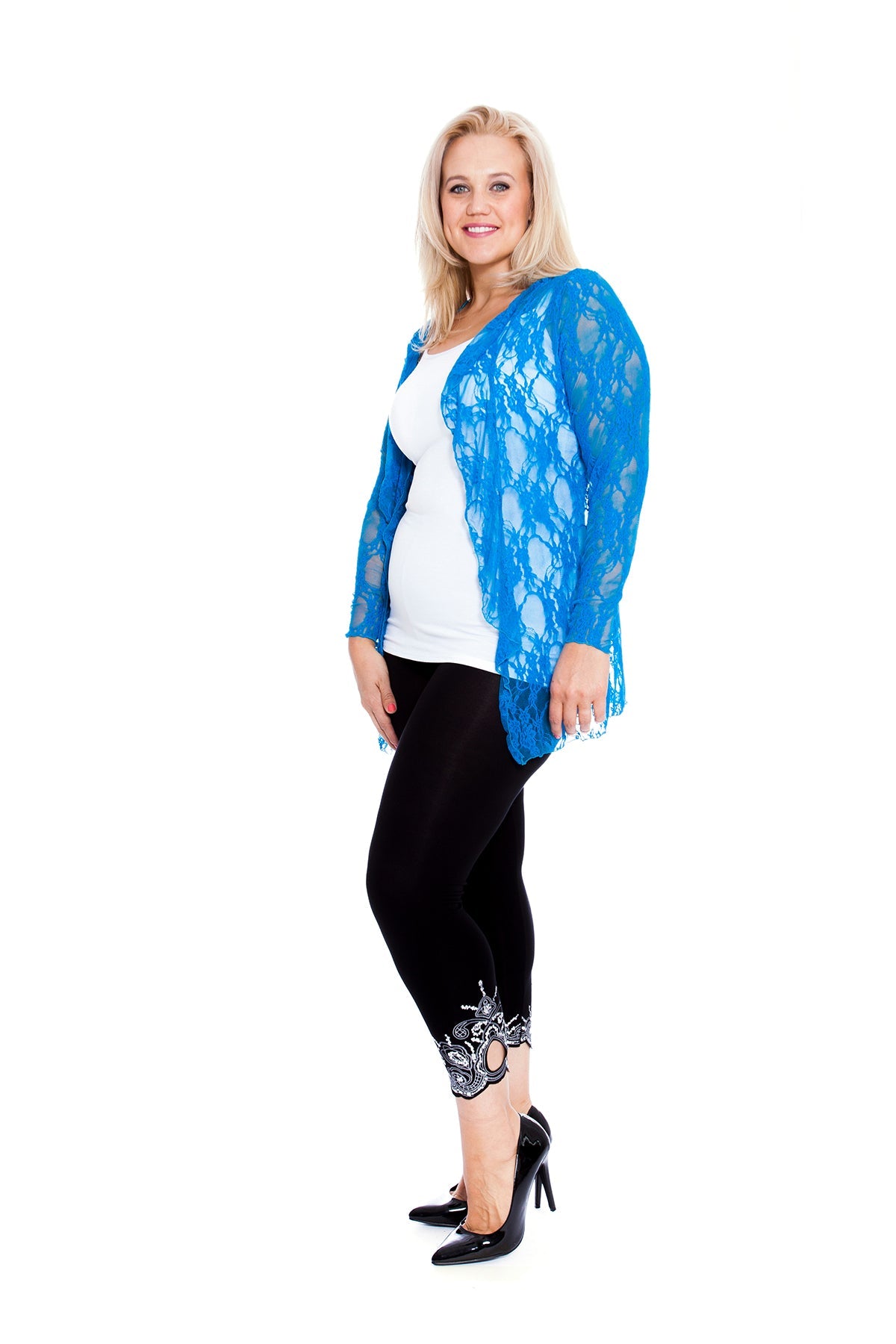 Floral Lace Open Cardigan Waterfall Top Tops WearAll