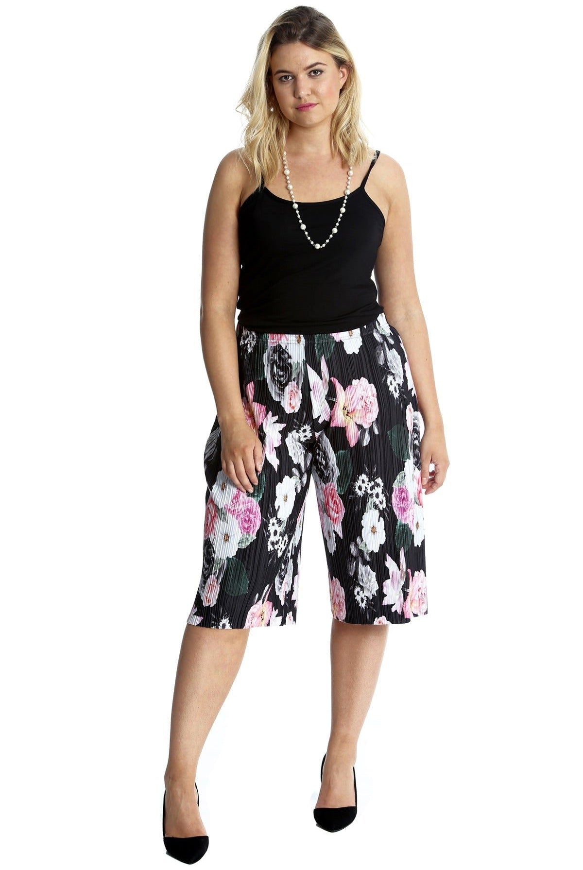 Floral Print Crinkle Culottes Culottes WearAll