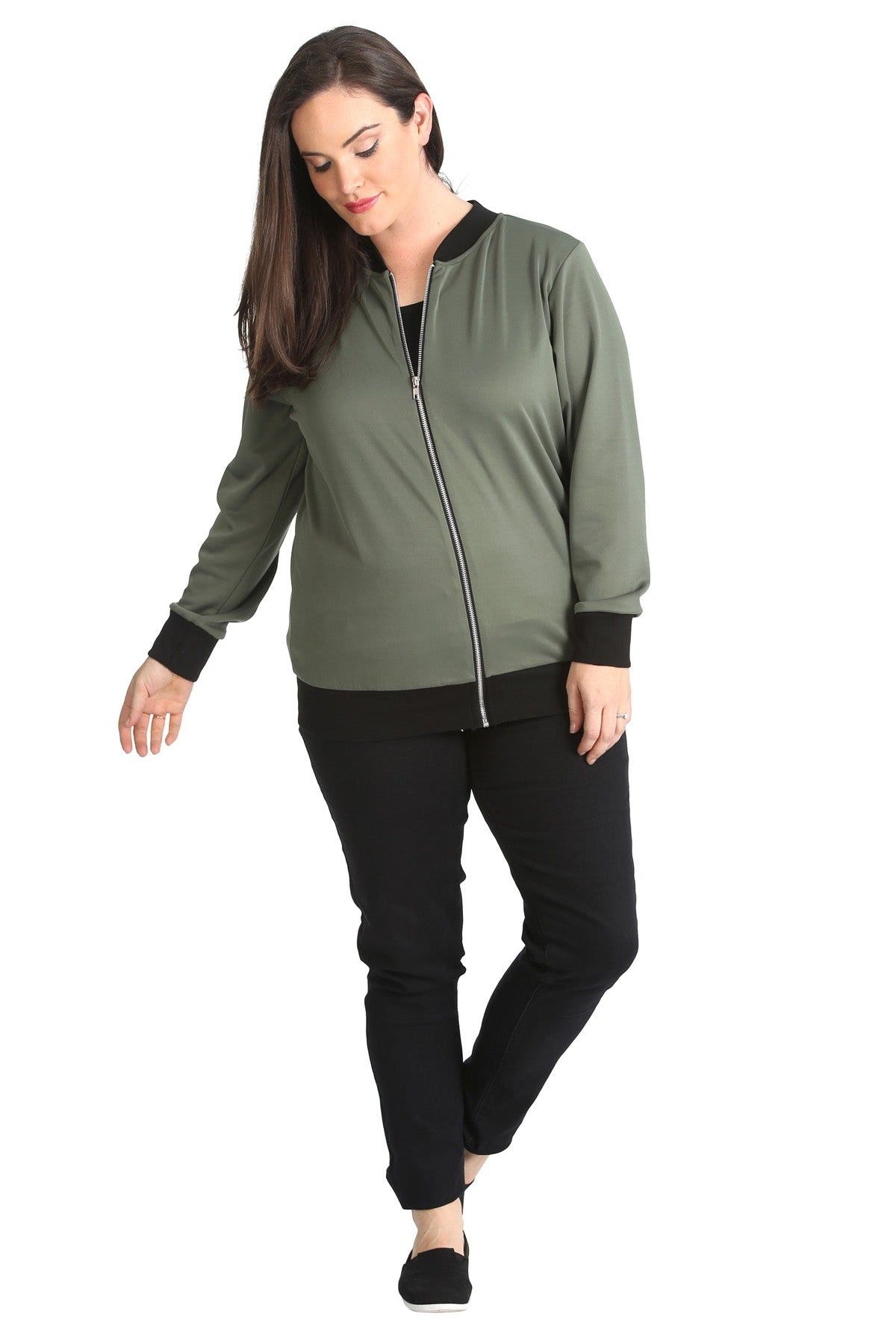 Plain Bomber Jacket Sleeve Top Jacket WearAll