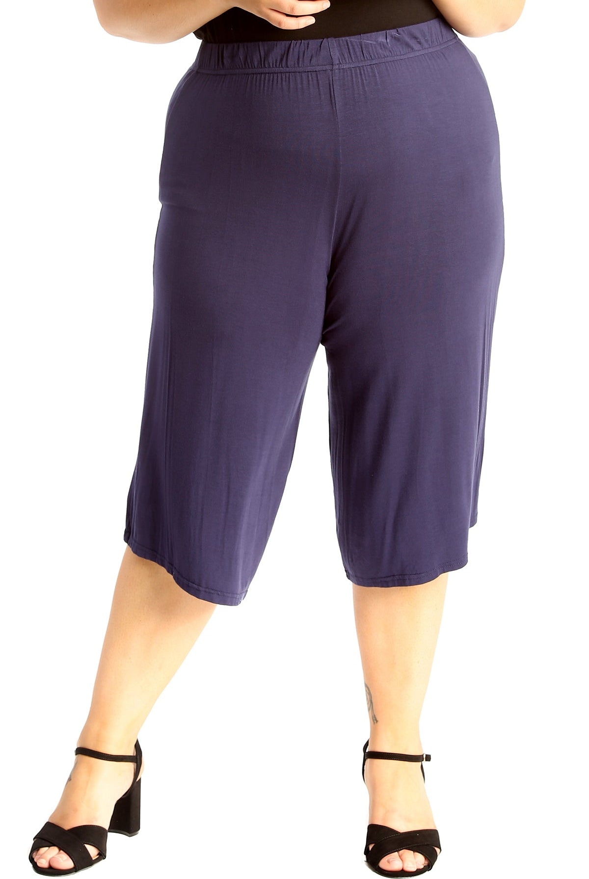 Plus Size Plain Viscose Culottes Shorts WearAll