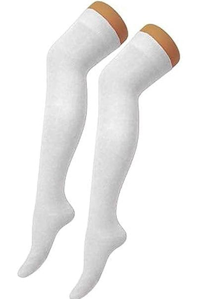 Over The Knee Thigh Stretch Girls Socks Tops WearAll White One Size