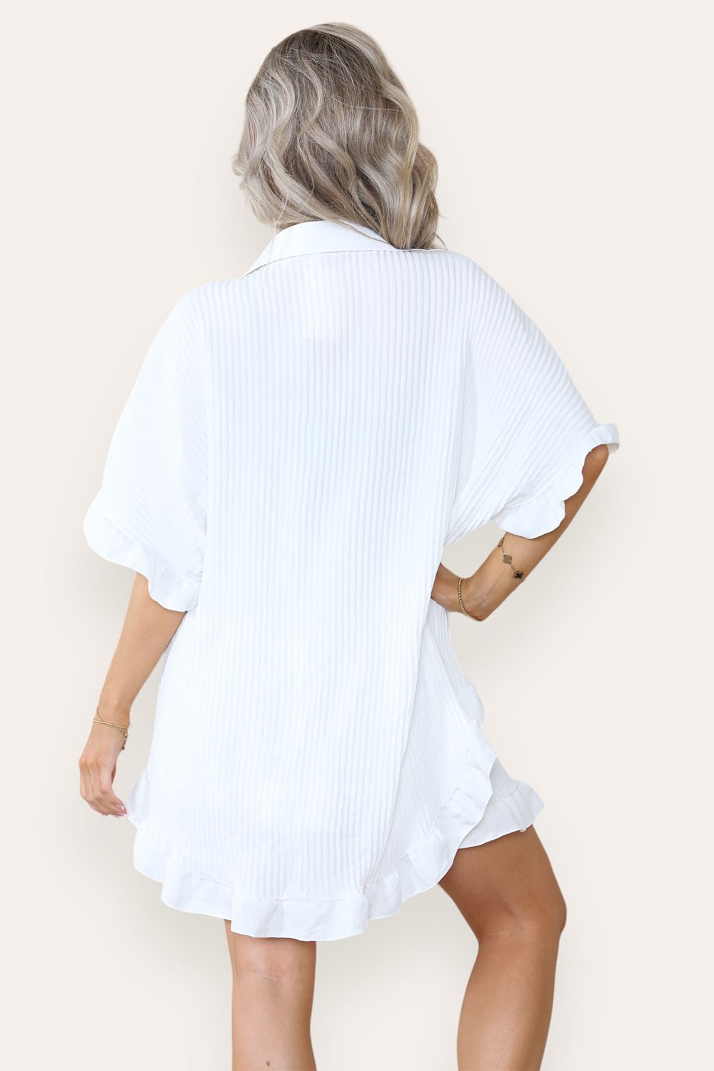Oversized Short Sleeve Pleated Shirt Top & Co-Ord Set Co-Ord WearAll