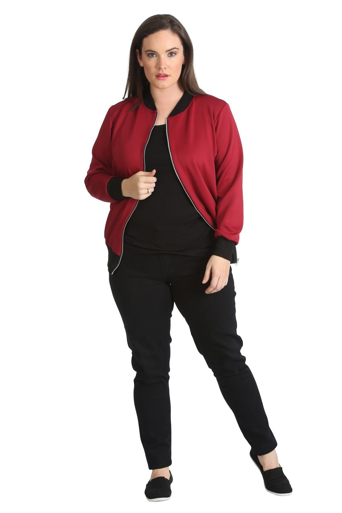 Plain Bomber Jacket Sleeve Top Jacket WearAll