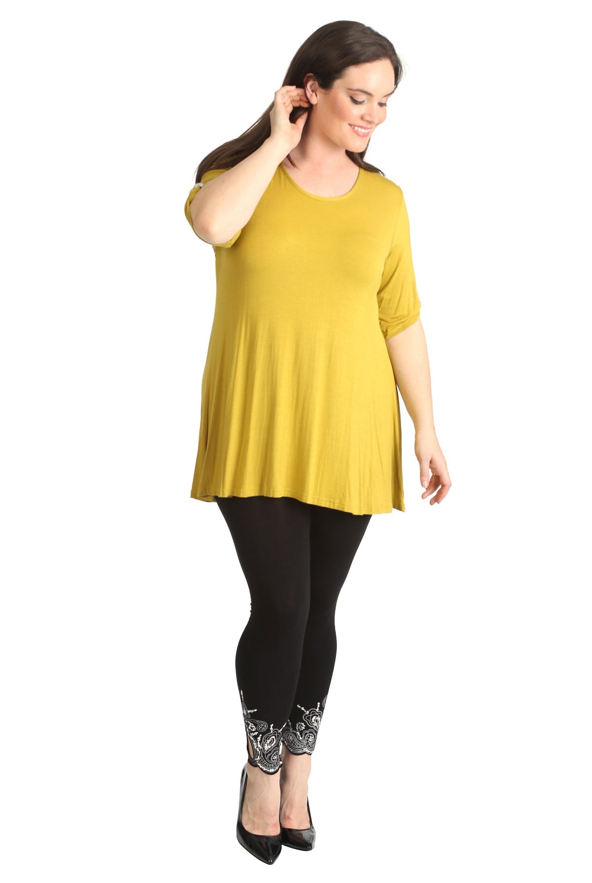 Scoop Neck Flared Ladies Plain Top Tops WearAll