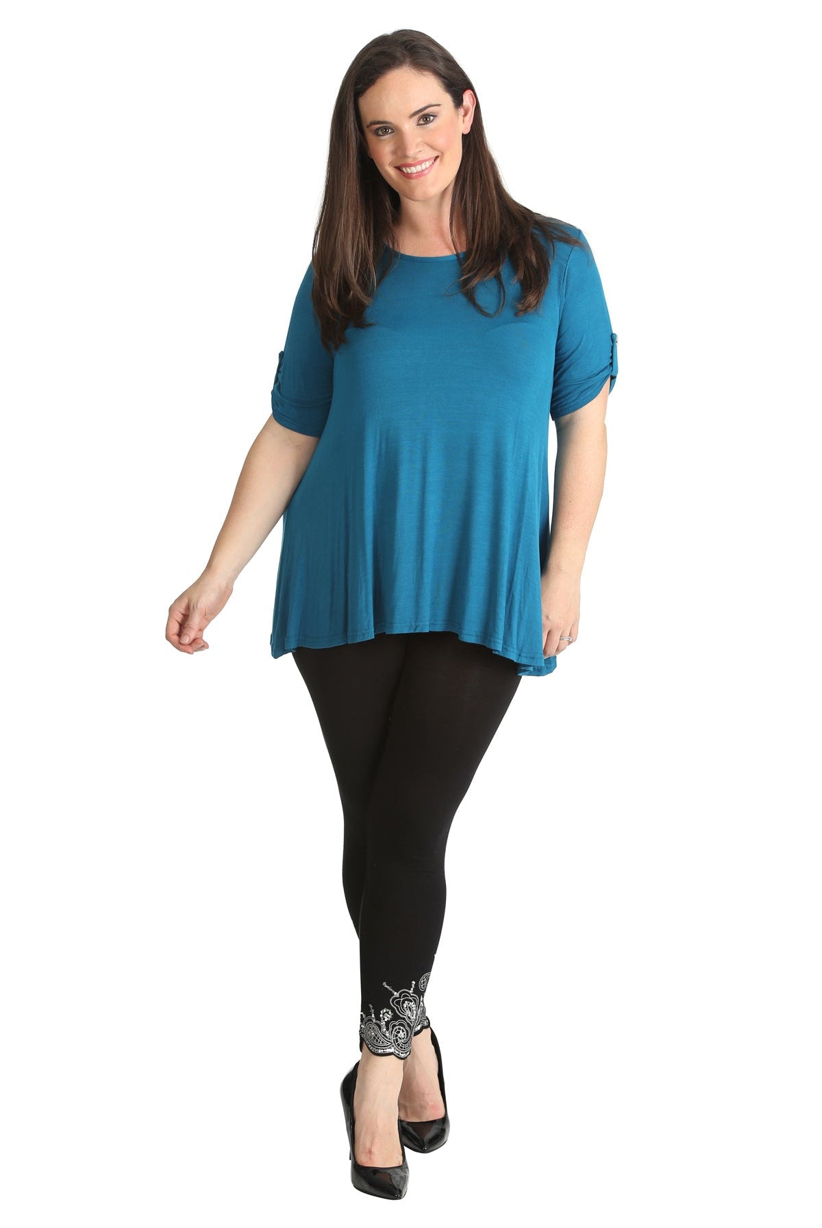 Womens Scoop Neck Flared Ladies Plain Tops Tops WearAll