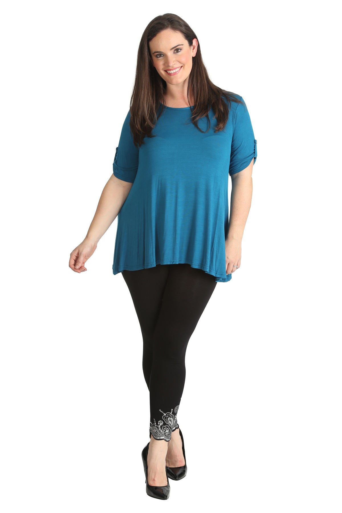 Womens Scoop Neck Flared Ladies Plain Tops Tops WearAll