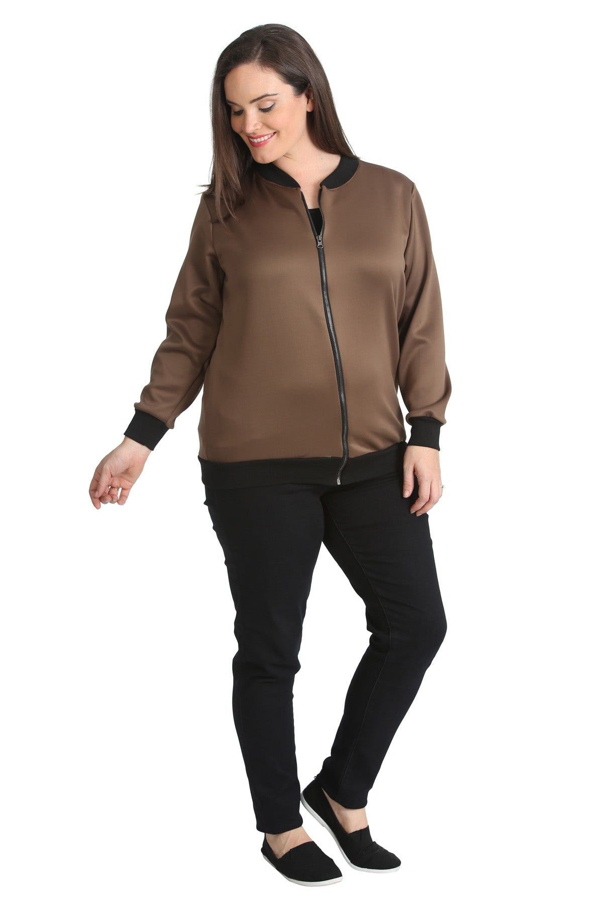 Plain Bomber Jacket Sleeve Top Jacket WearAll