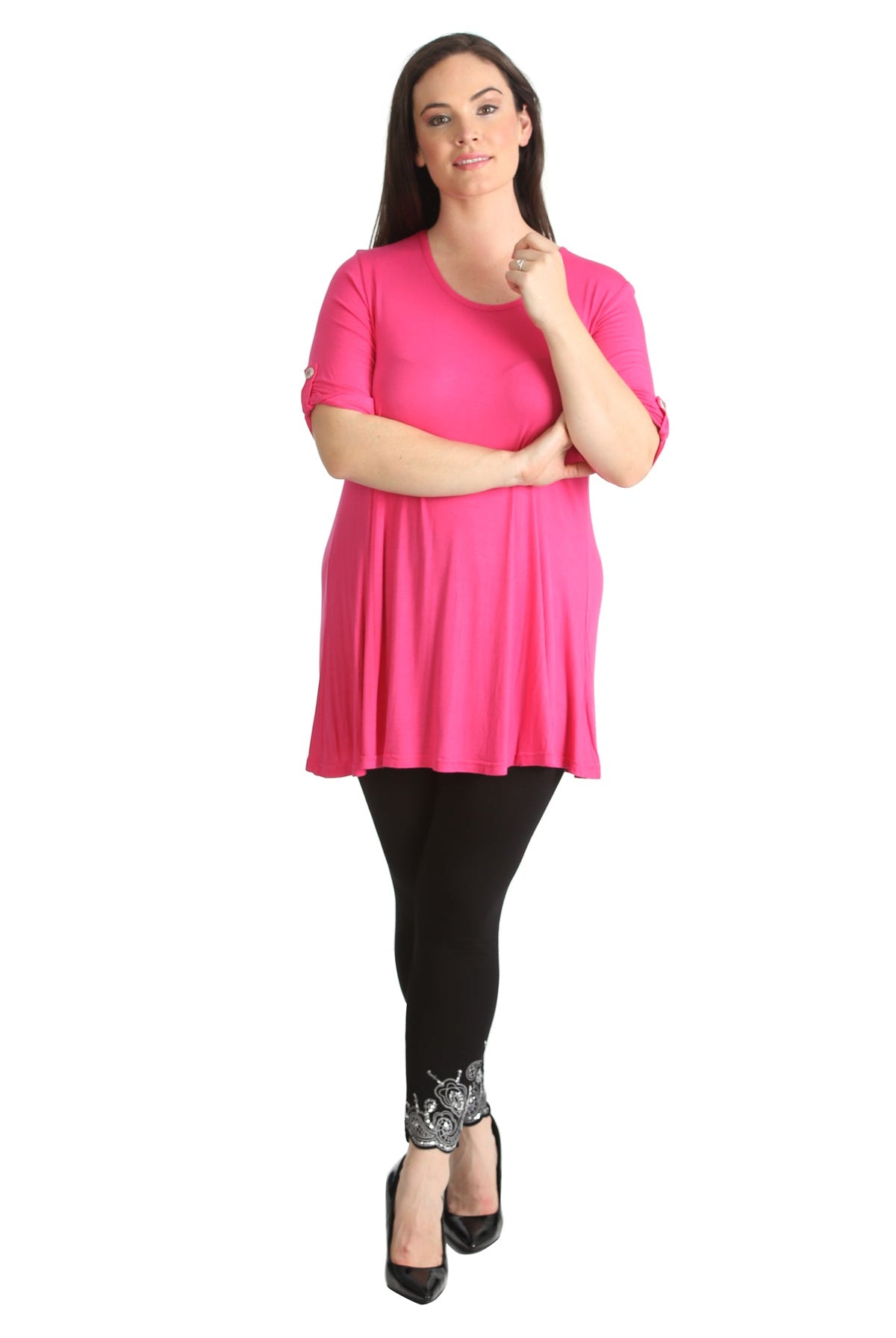 Scoop Neck Flared Ladies Plain Top Tops WearAll