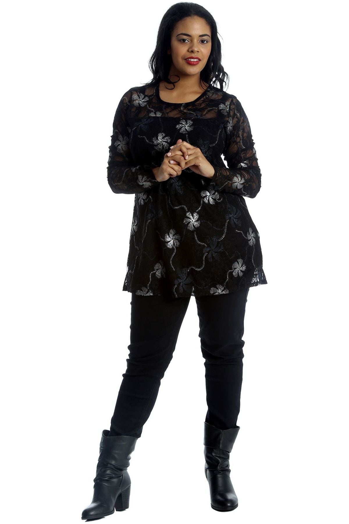 Lurex Glitter Lined Print Long Sleeve Dress WearAll