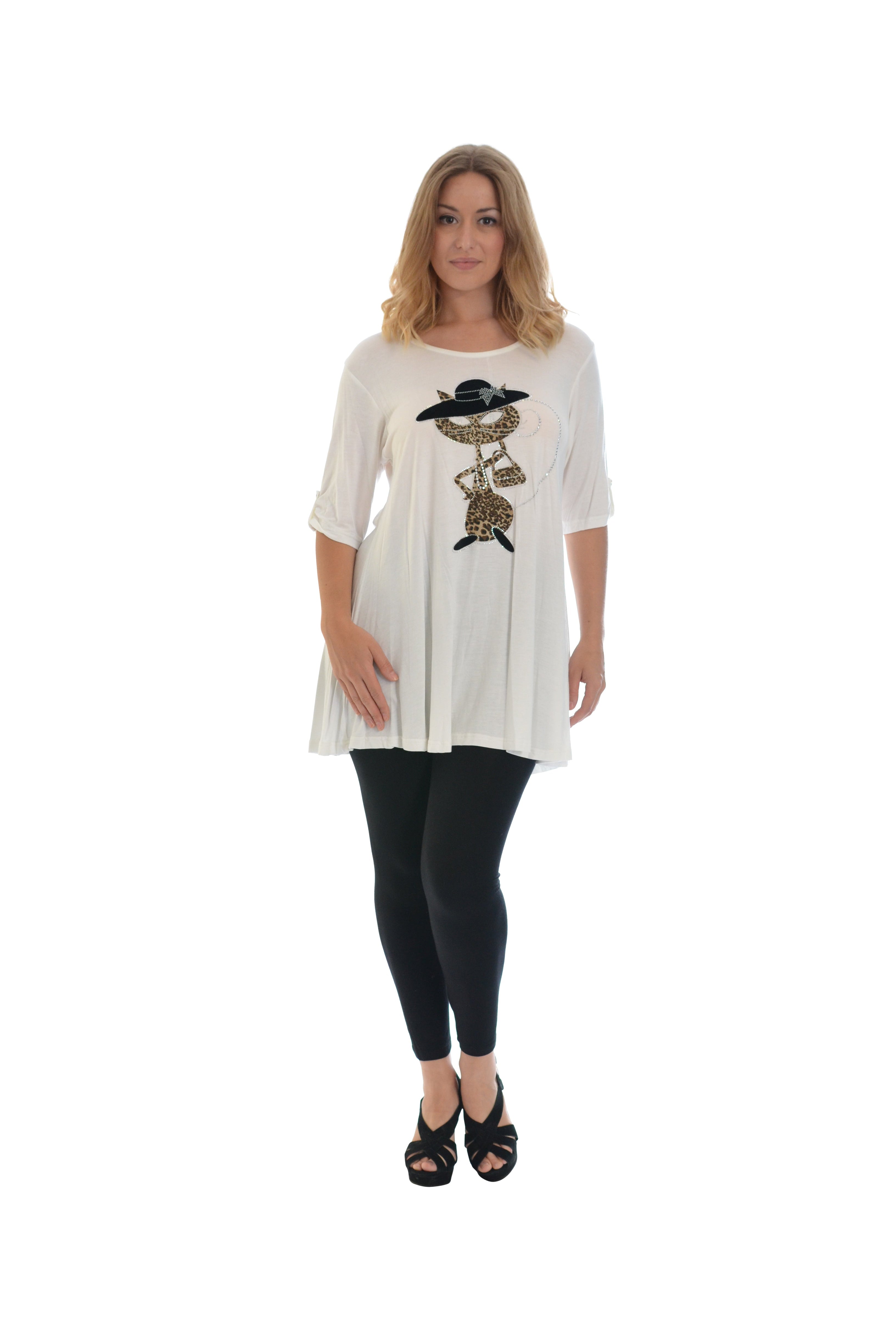 Cat Animal Print Short Sleeve Top Tops WearAll