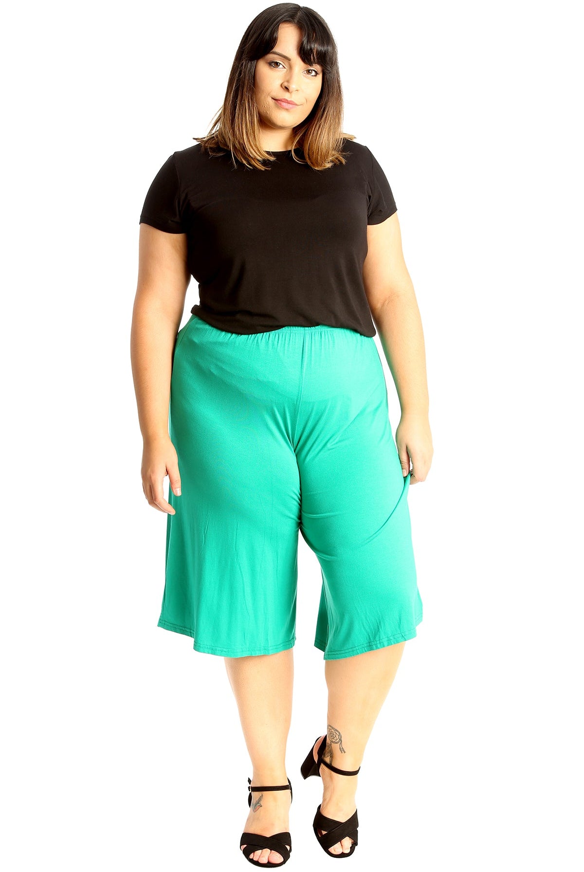 Plus Size Plain Viscose Culottes Shorts WearAll