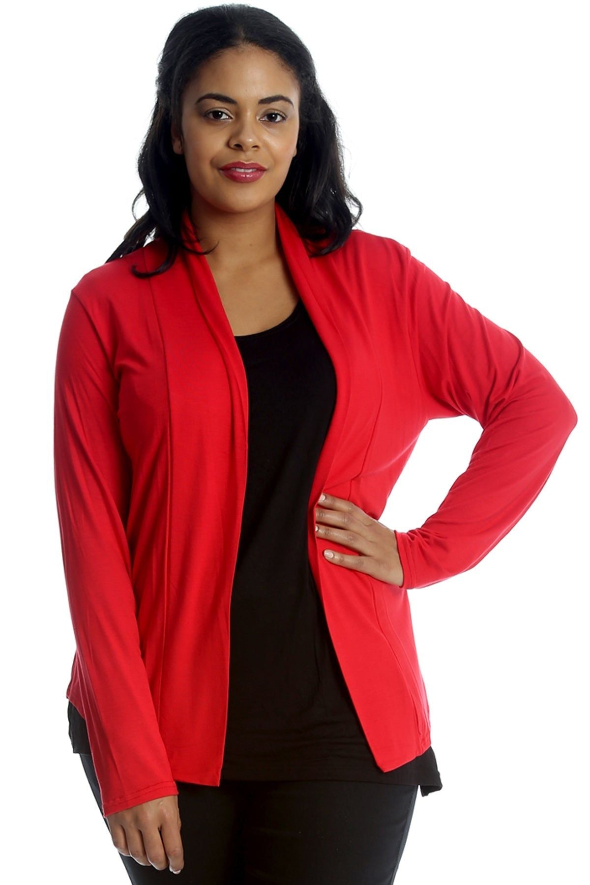 Floral Lace Back Cardigan Open Top cardigan WearAll Red 14