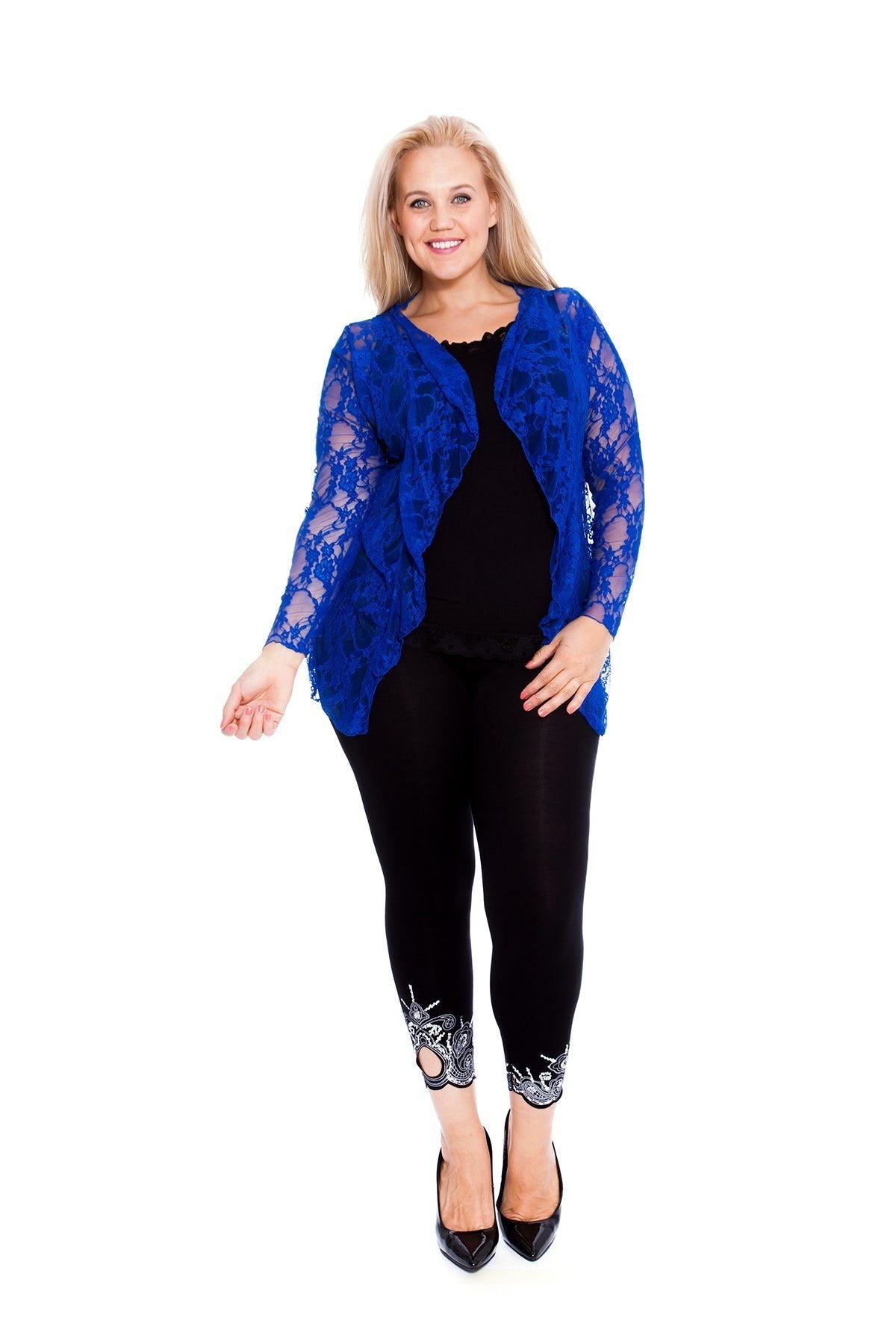 Floral Lace Open Cardigan Waterfall Top Tops WearAll