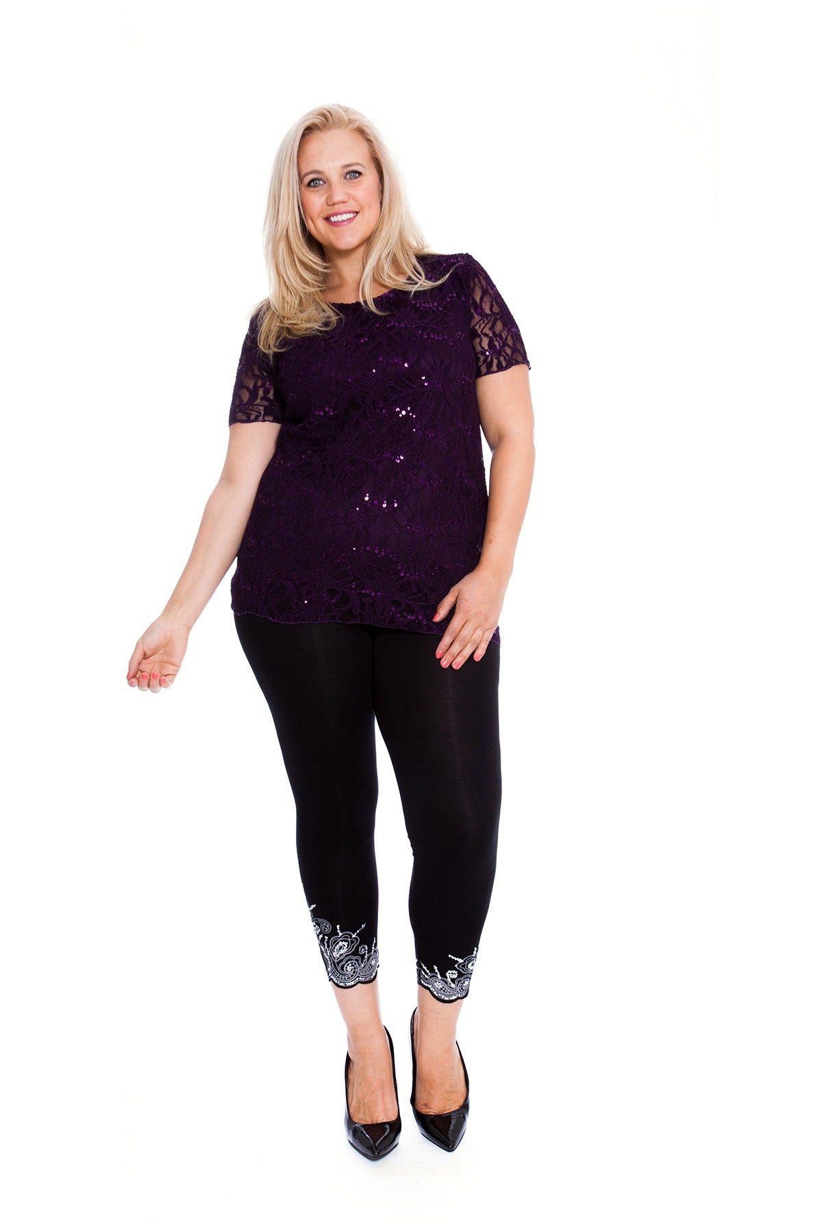 Lace Sequin Lined Top Tops WearAll