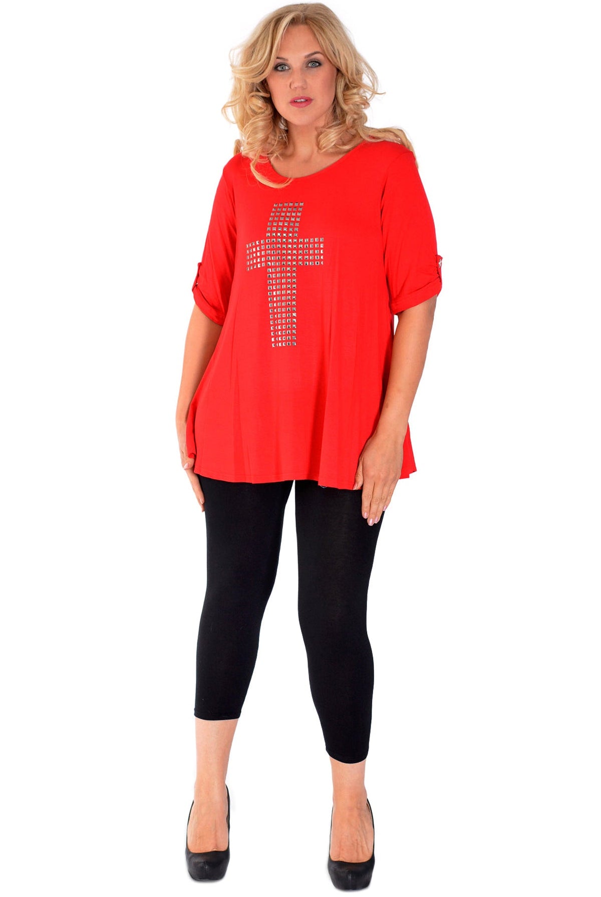 Cross Stud Short Sleeve Tunic Top Tops WearAll