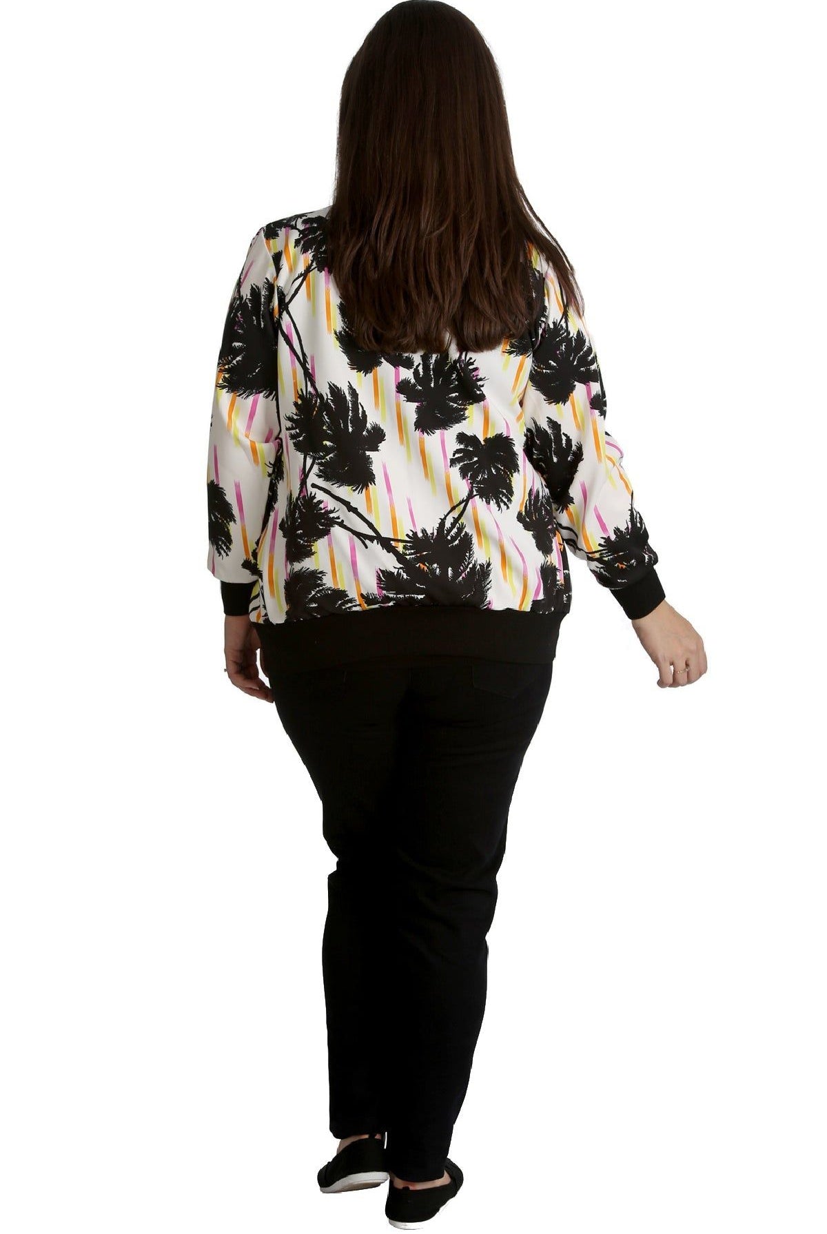 Bomber Jacket Ladies Floral Tropical Print Top Jacket WearAll