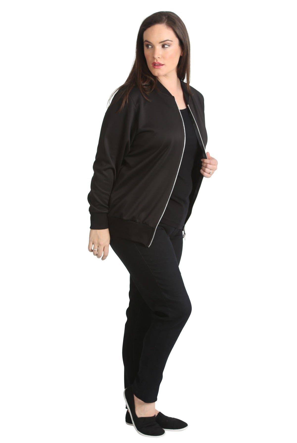 Plain Bomber Jacket Sleeve Top Jacket WearAll