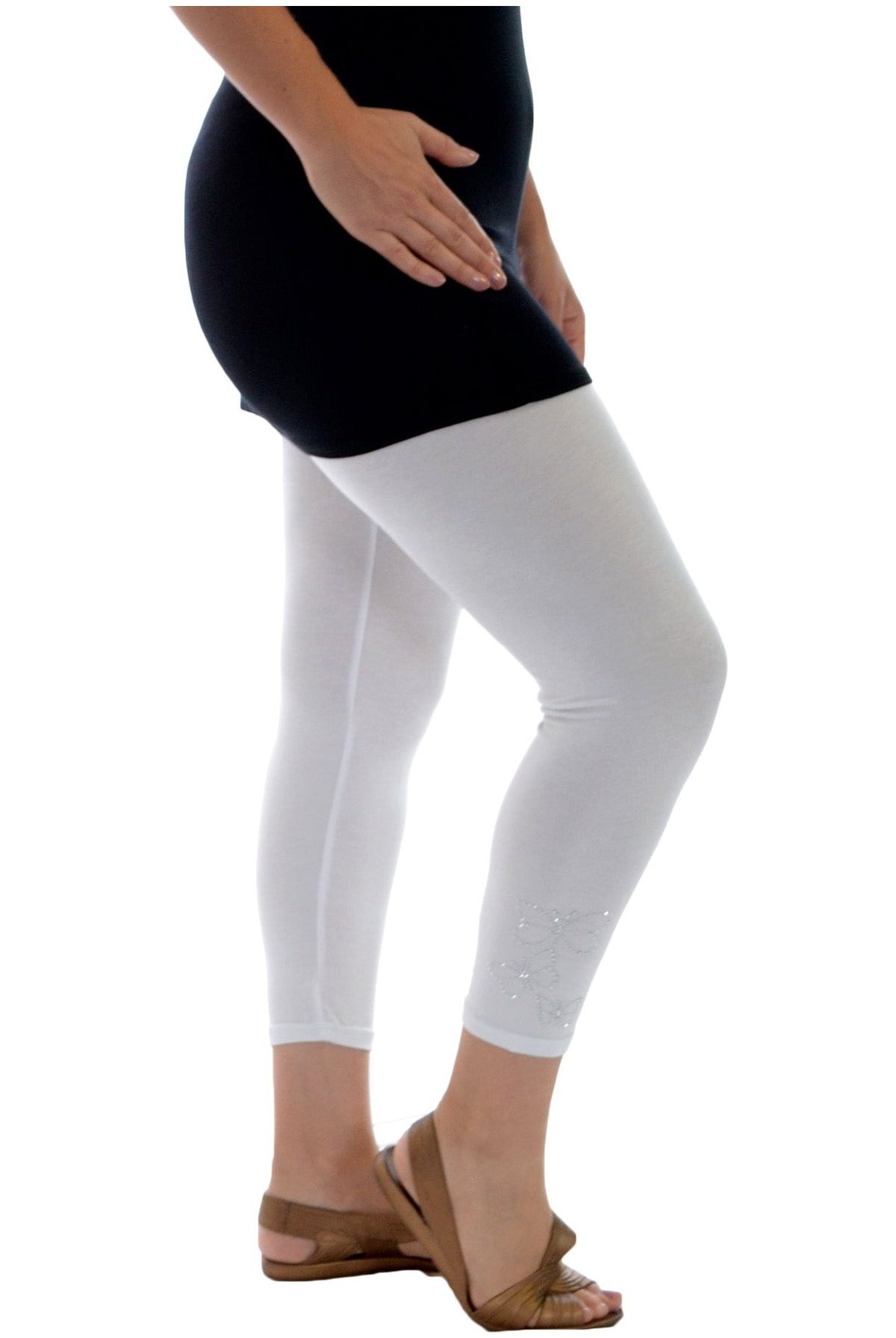 3/4 Butterfly Sequin Leggings Leggings WearAll