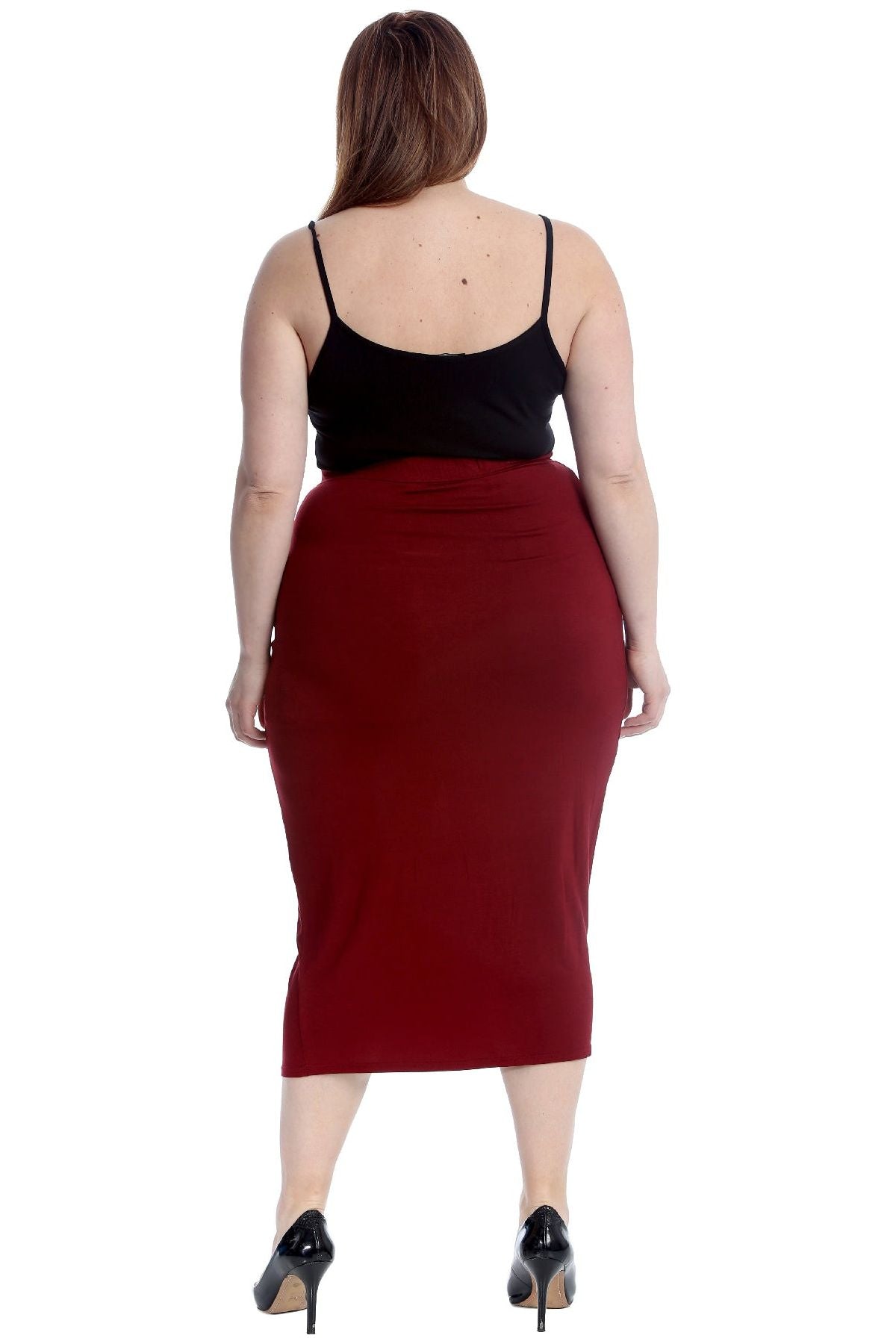 Plus Size Plain Long Ladies Stretch Maxi Skirt Apparel & Accessories WearAll