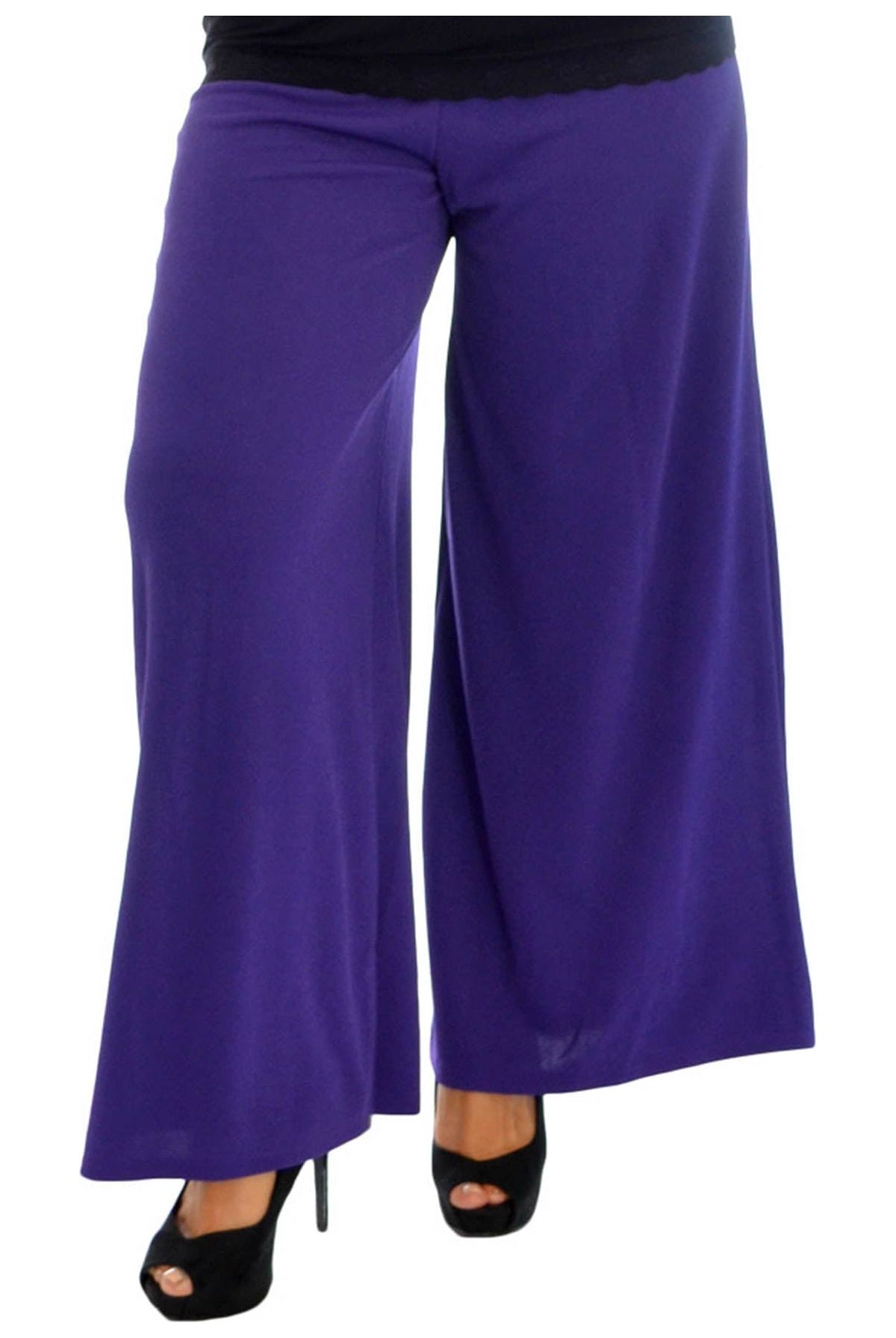Wide Leg Flared Plain Palazzo Trouser Palazzo WearAll