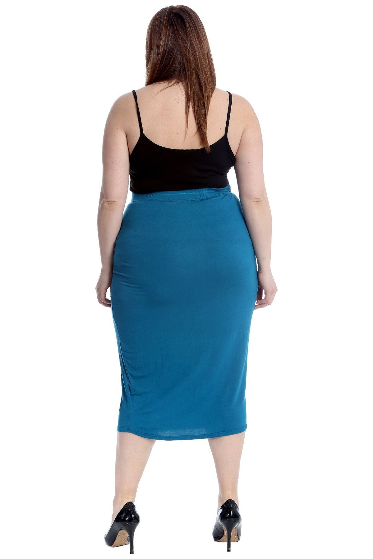 Plus Size Plain Long Ladies Stretch Maxi Skirt Apparel & Accessories WearAll
