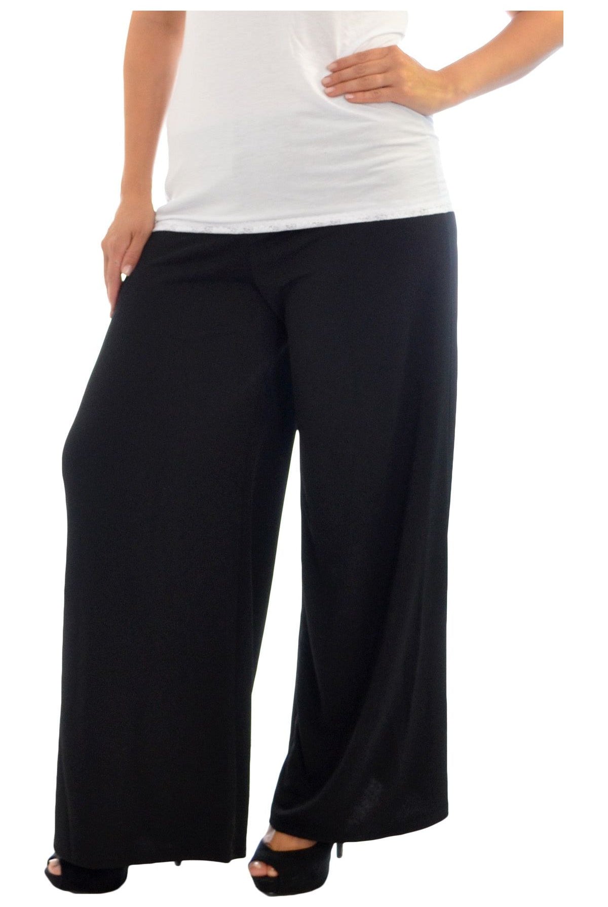 Wide Leg Flared Plain Palazzo Trouser Palazzo WearAll
