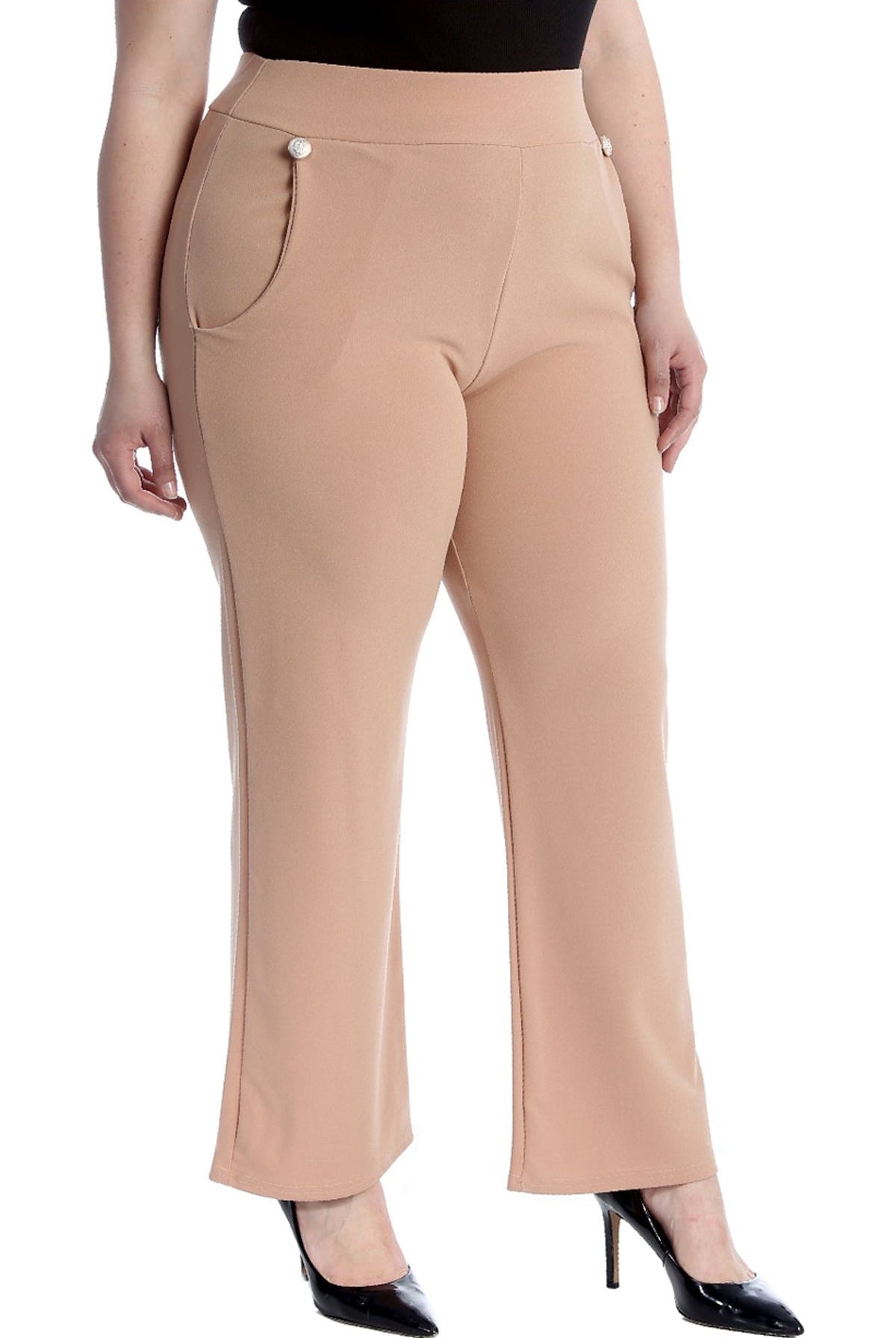 Plus Button Embellished Pocket Palazzo Trousers Trousers WearAll