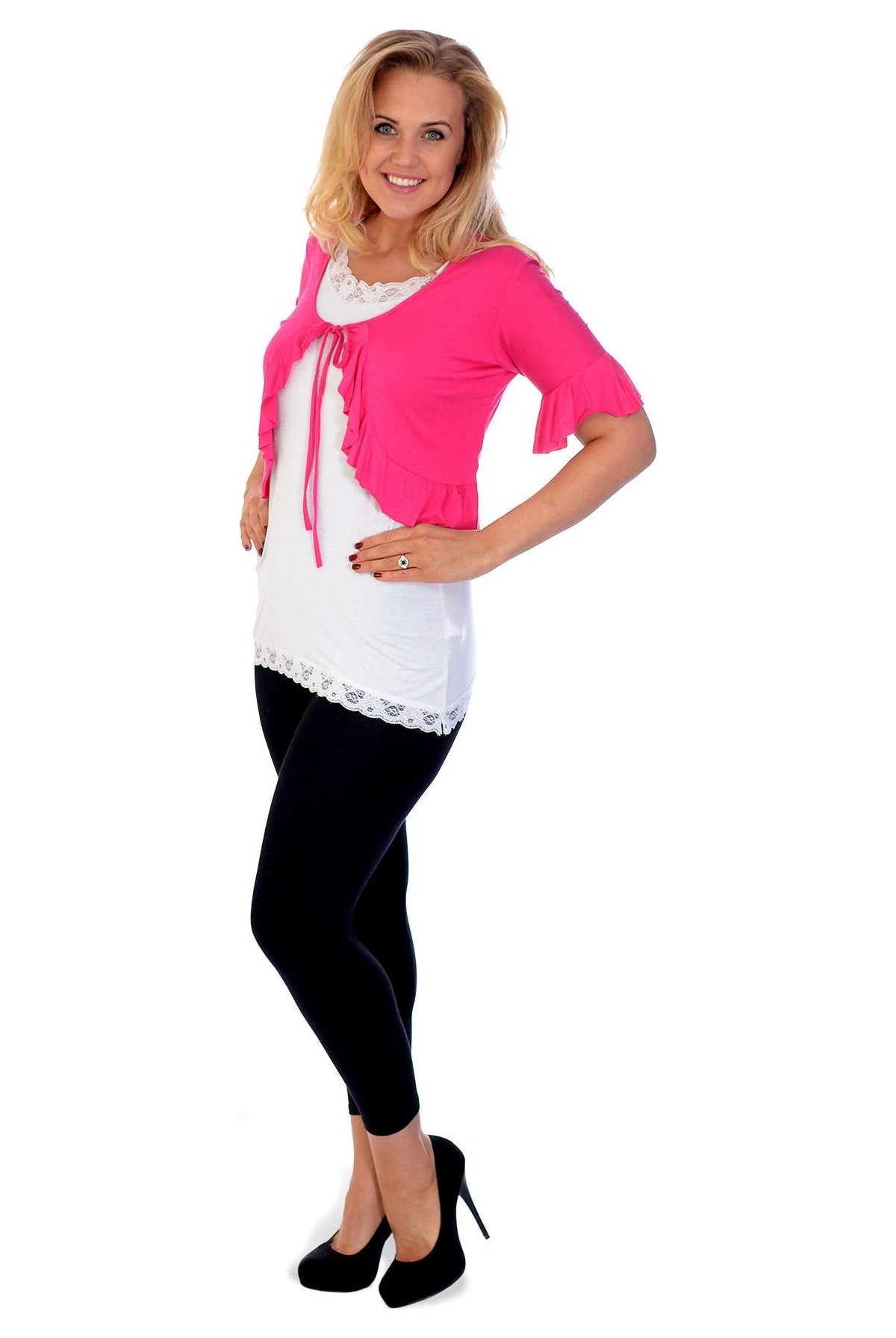 Plus Size Frill Tie Shrug Tops WearAll