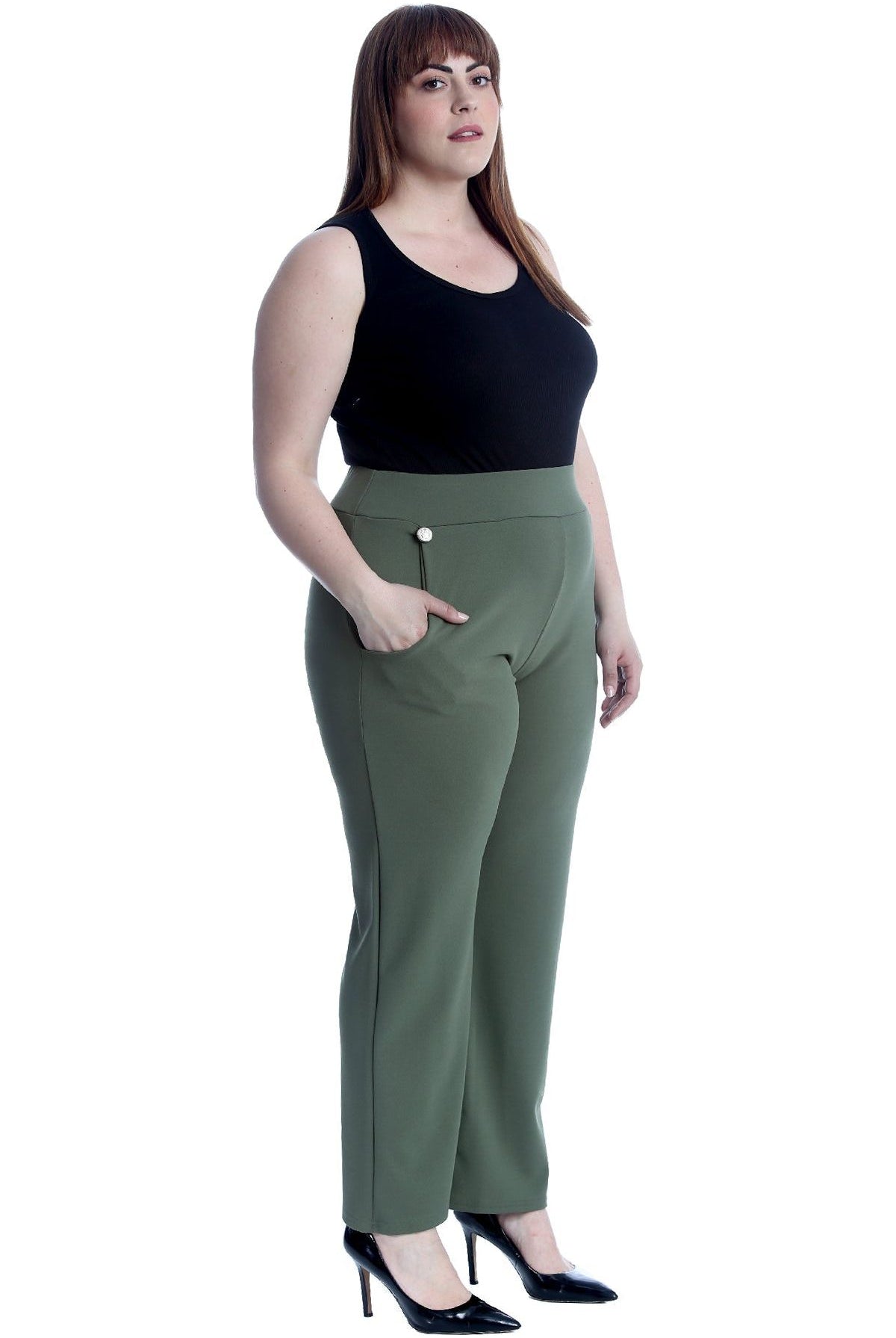 Plus Button Embellished Pocket Palazzo Trousers Trousers WearAll