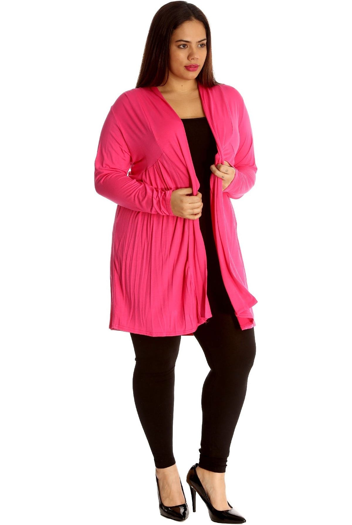 Lace Back Open Pleated Cardigan Maxi Cardigan WearAll