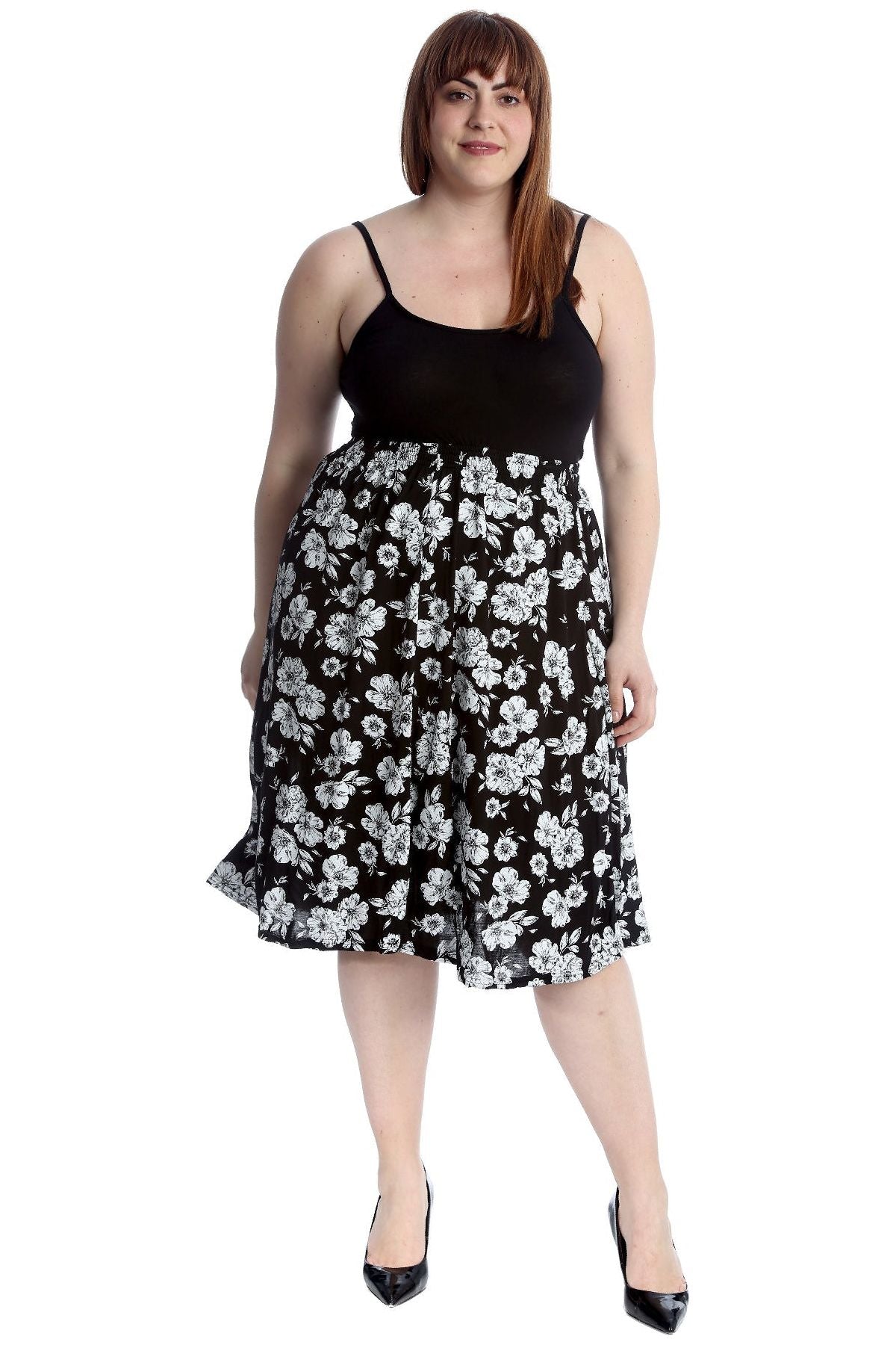 Plus Size Floral Print Midi Skirt Skirt WearAll