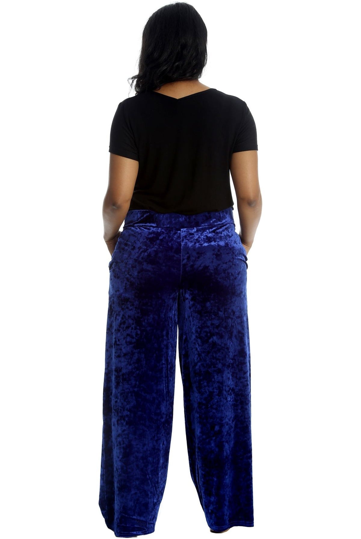 Velour Velvet Wide Flared Leg Pocket Palazzo Palazzo WearAll
