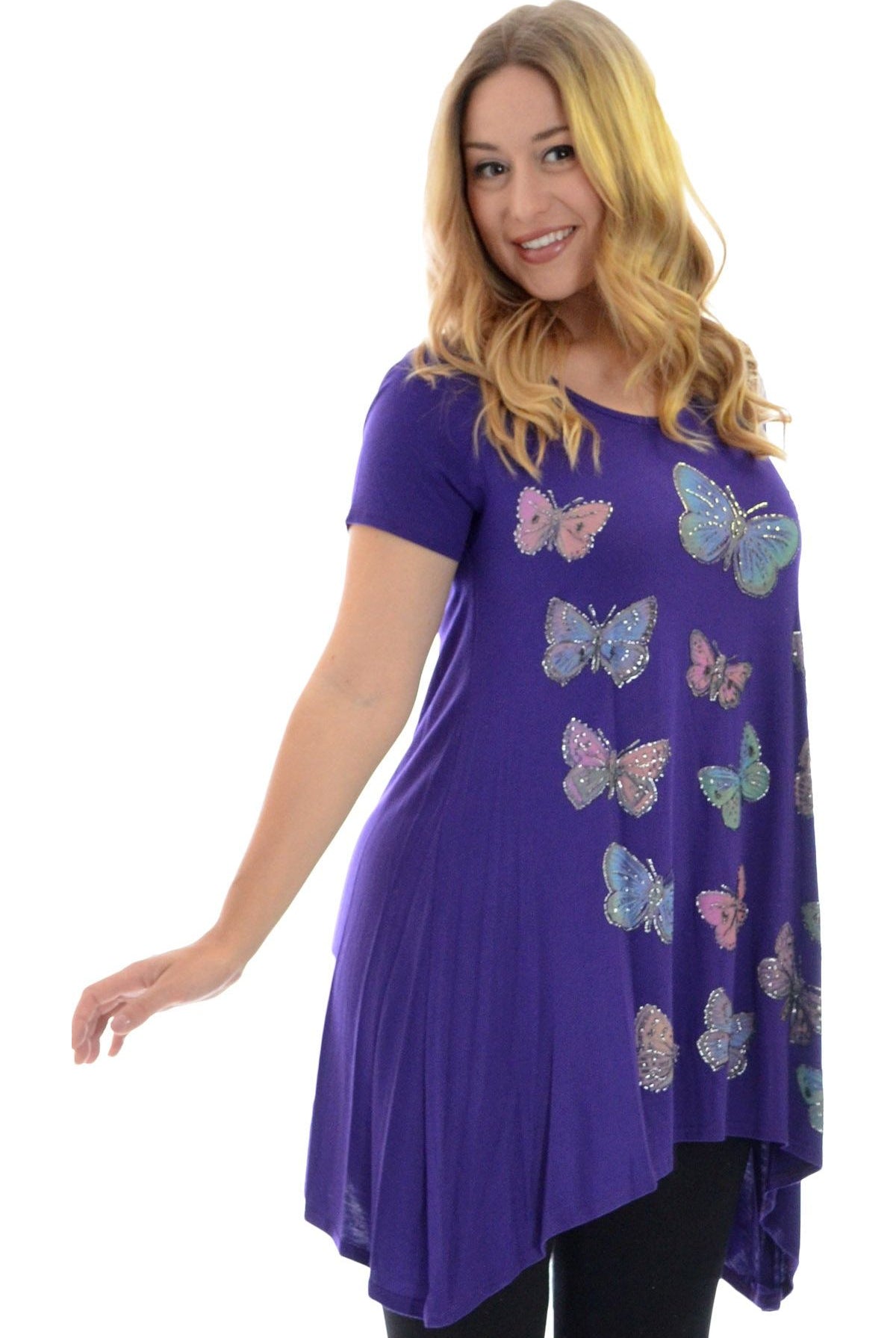 Butterfly Hanky Hem Short Sleeve Top