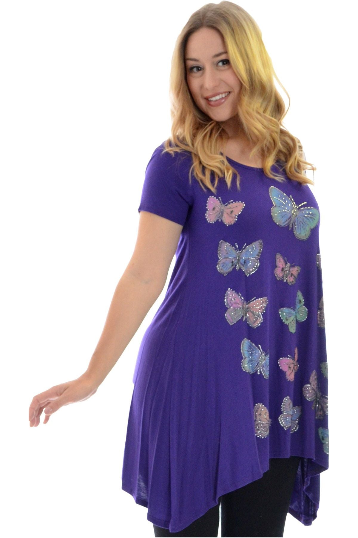 Butterfly Hanky Hem Short Sleeve Top