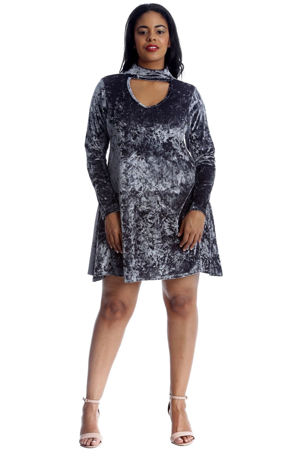 Plus Size Plain Velvet Swing Top Dress WearAll