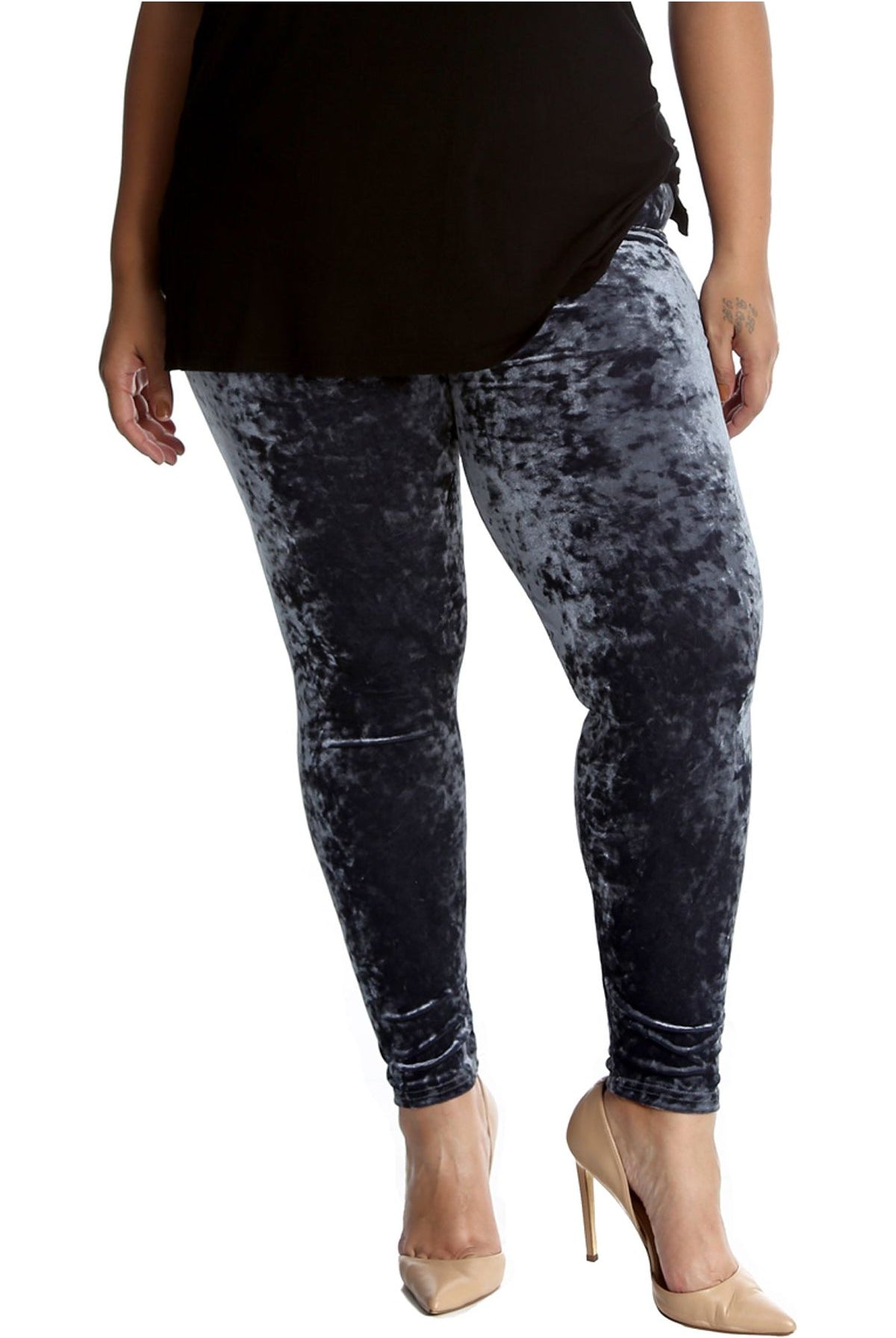 Full Length Crushed Velour Velvet Leggings Leggings WearAll