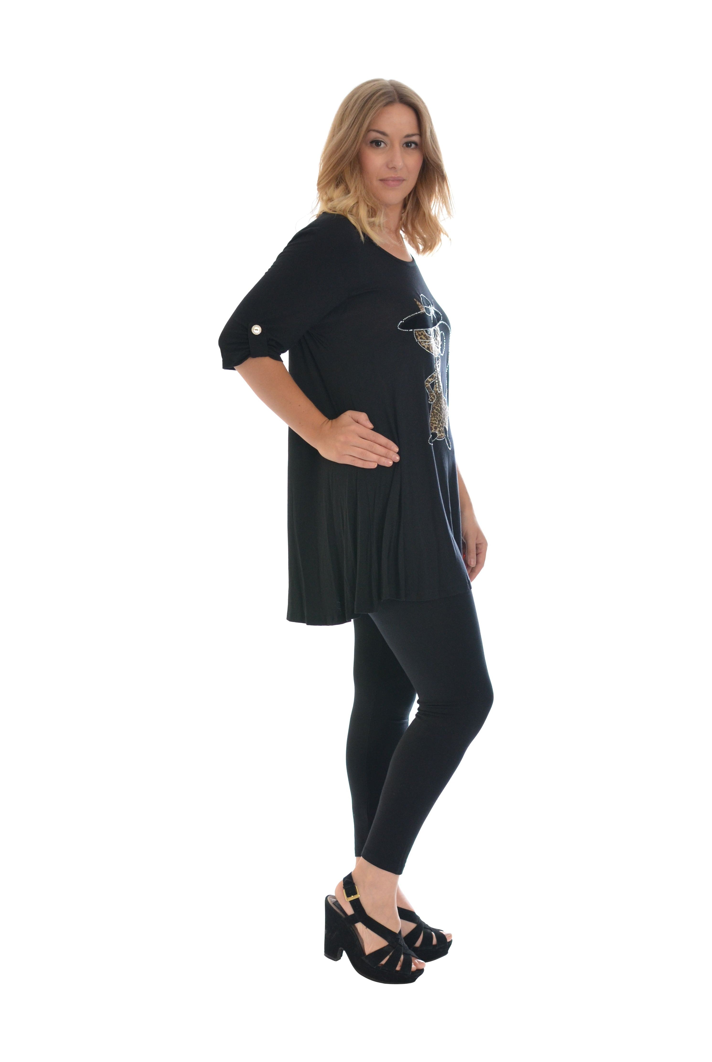 Cat With Hat Stud 2 Button Top Apparel & Accessories WearAll